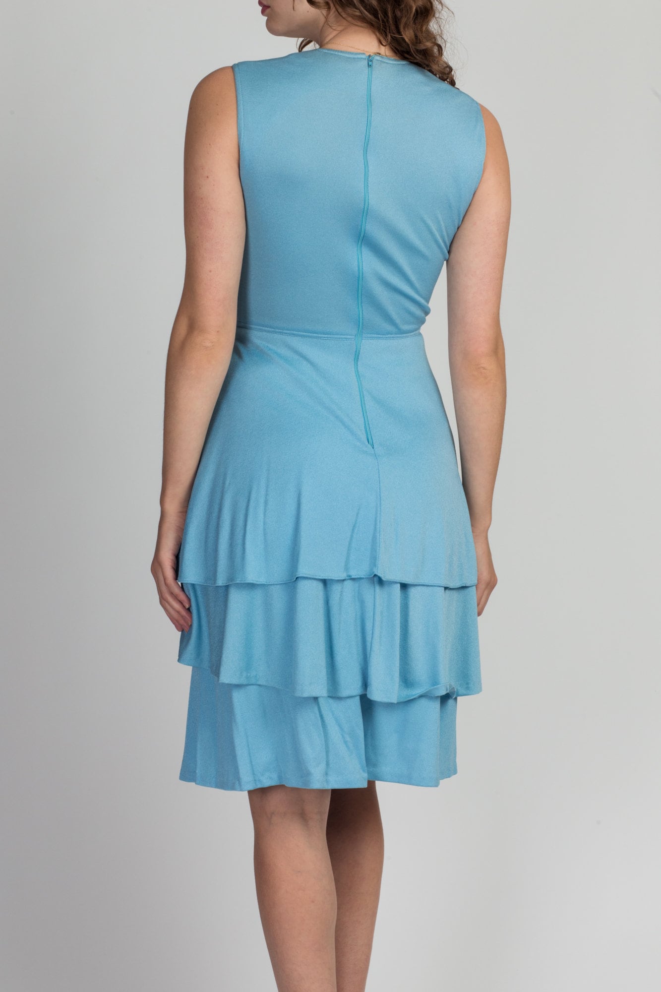 70s Blue Mini Dress & Tiered Mini Skirt Set - Extra Small 