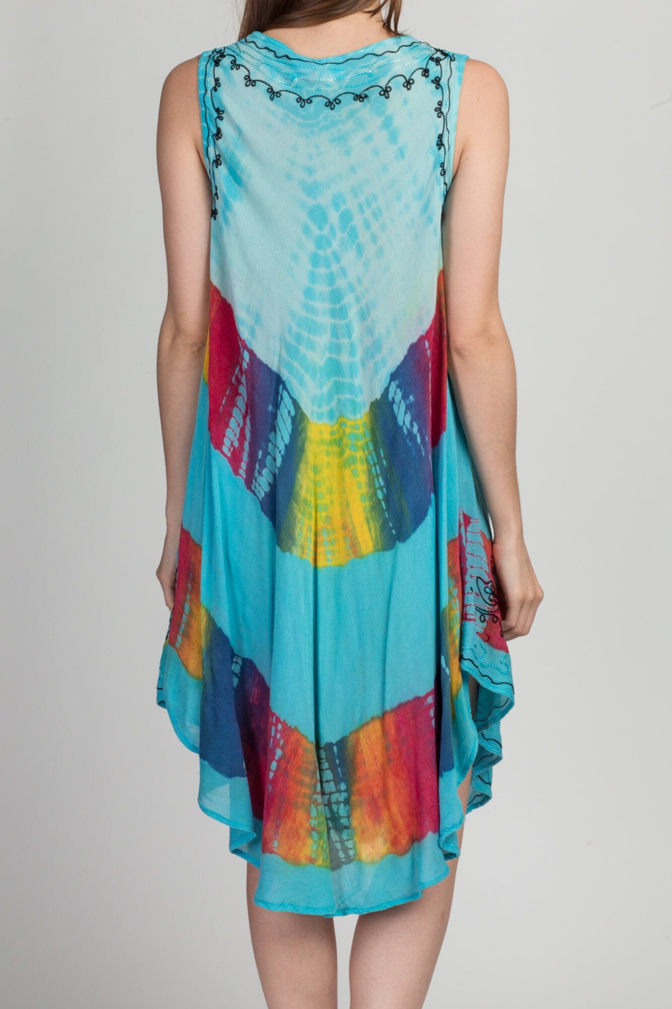 90s Boho Blue Tie Dye Dress - One Size 