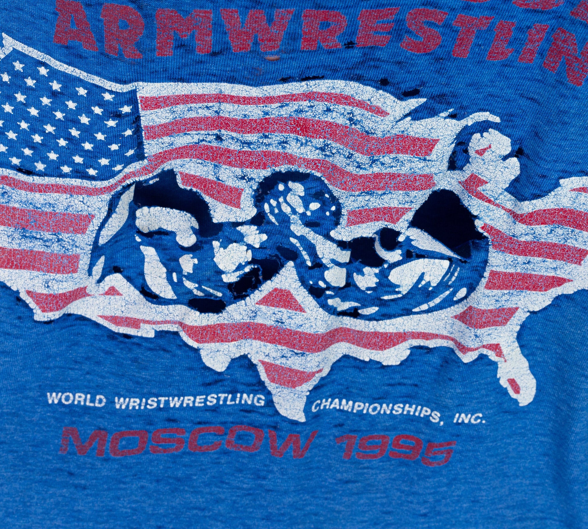 1995 World Wristwrestling Championships Threadbare T Shirt - Extra Large 