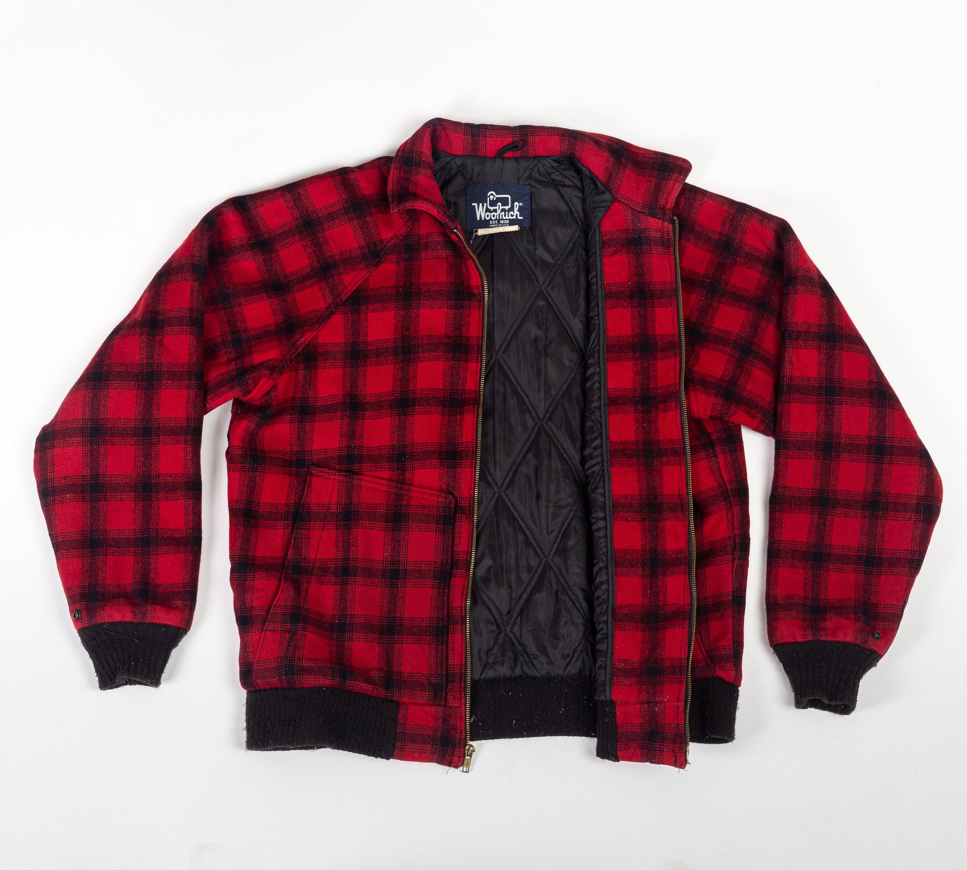 80s Buffalo Plaid Woolrich Bomber Coat - Men's Medium 