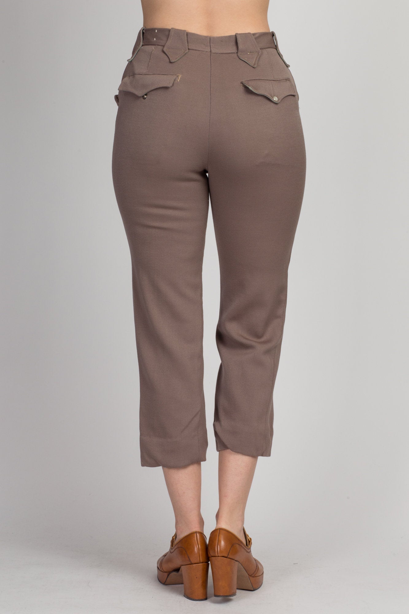 1950s Taupe High Waist Western Pants - Extra Small 