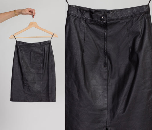 80s Black Leather Mini Skirt - Extra Small 