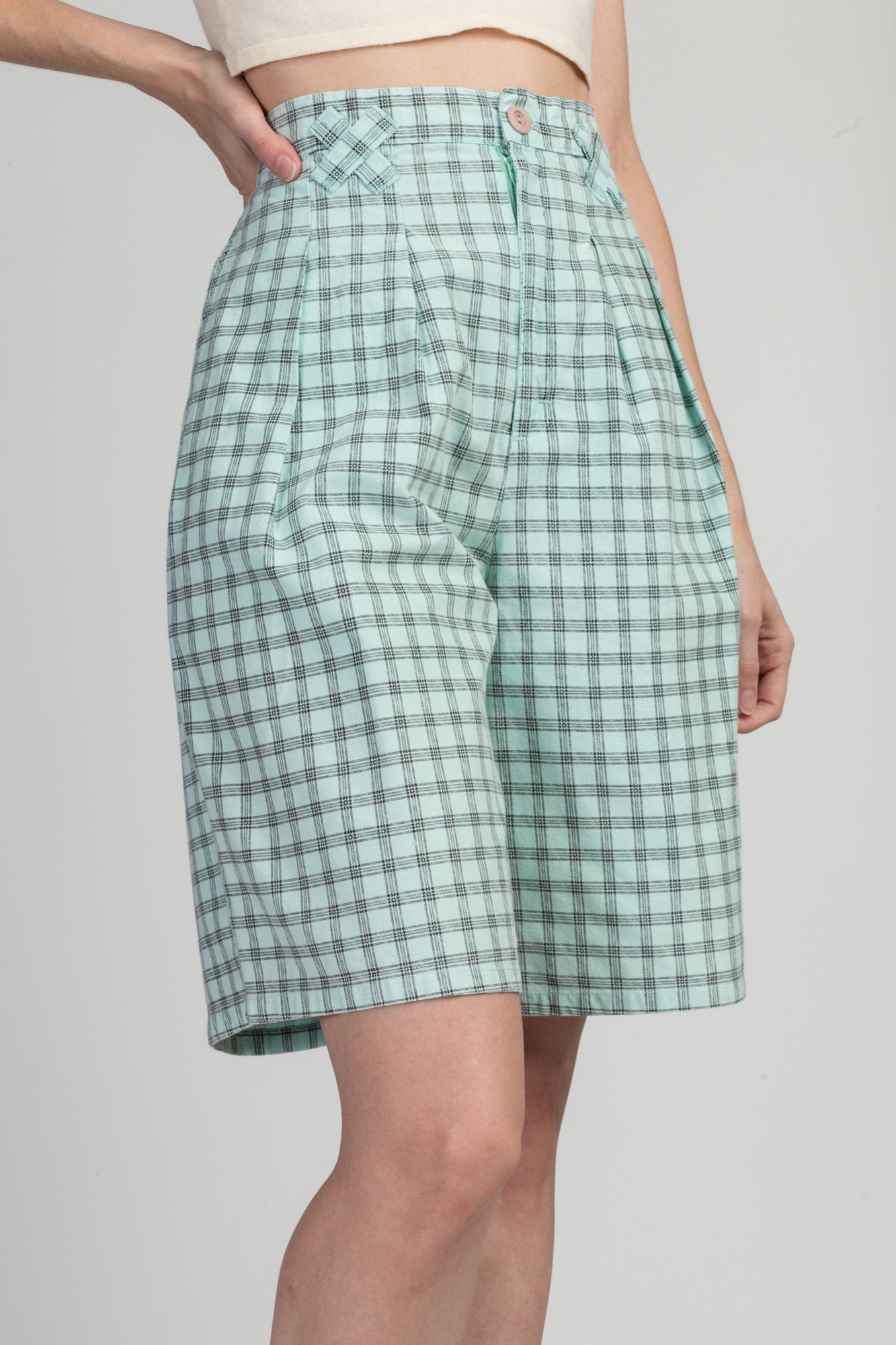 90s Blue Plaid Shorts - Medium, 29" 