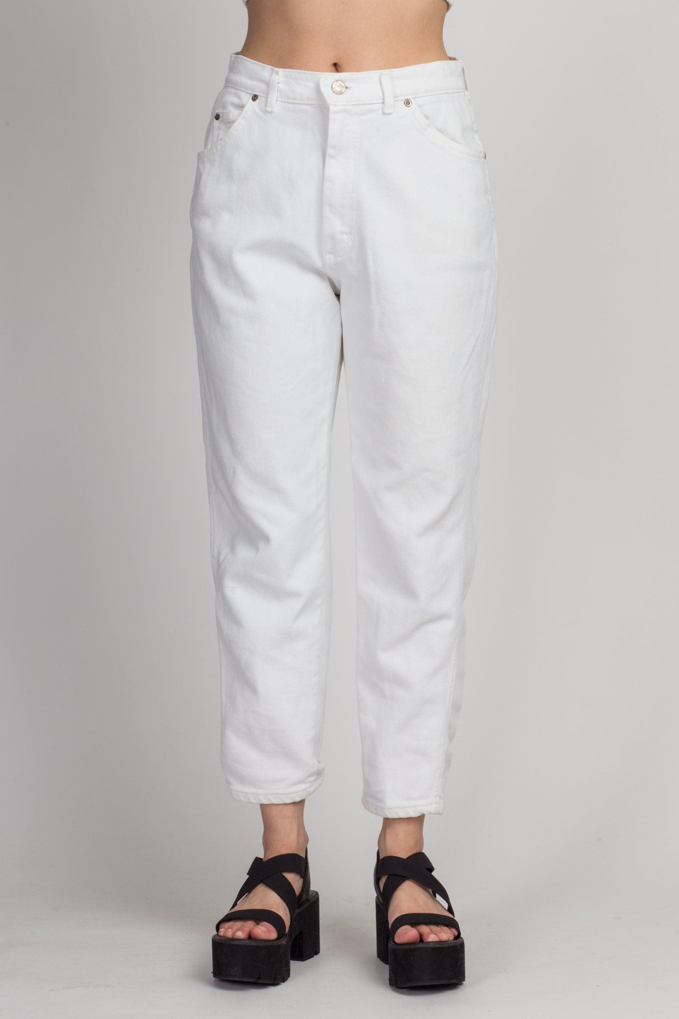 Vintage Lee Riders White Denim High Waist Jeans - Medium, 29" 