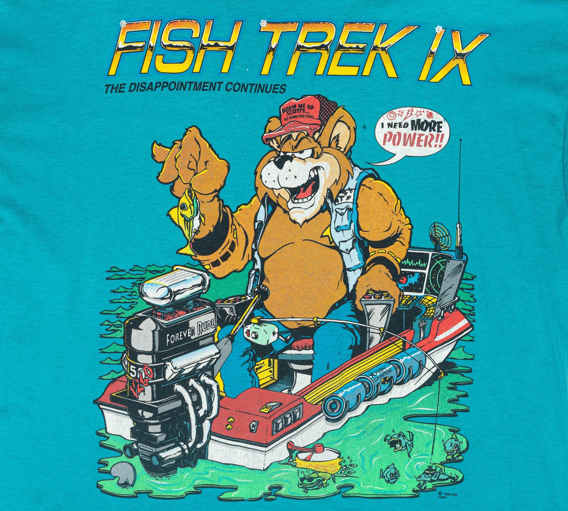 80s FISH TREK IX Star Trek Humor Tee - Extra Large 