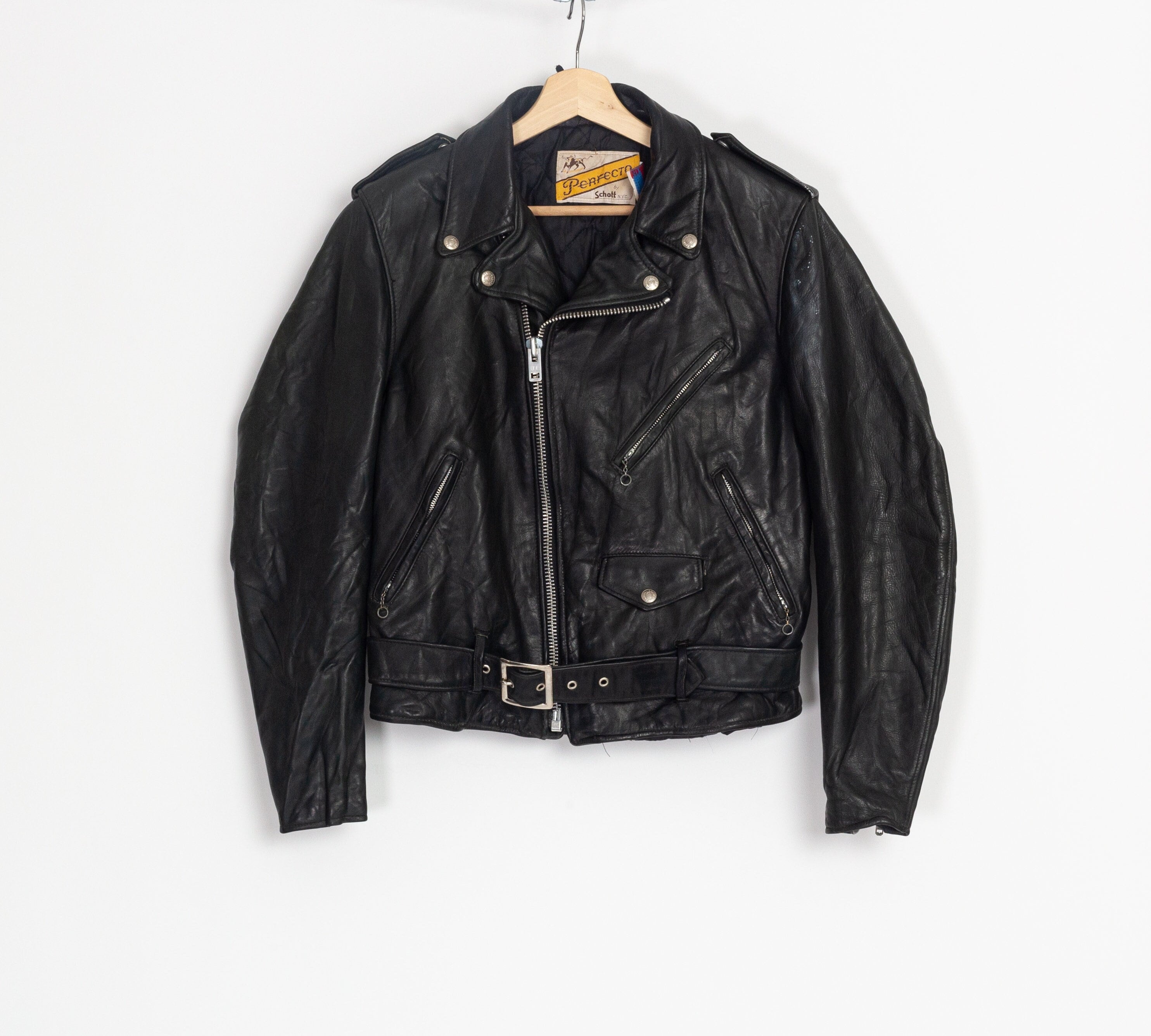 70s 80s Schott Perfecto Leather Moto Jacket - Men's Small, Size 38