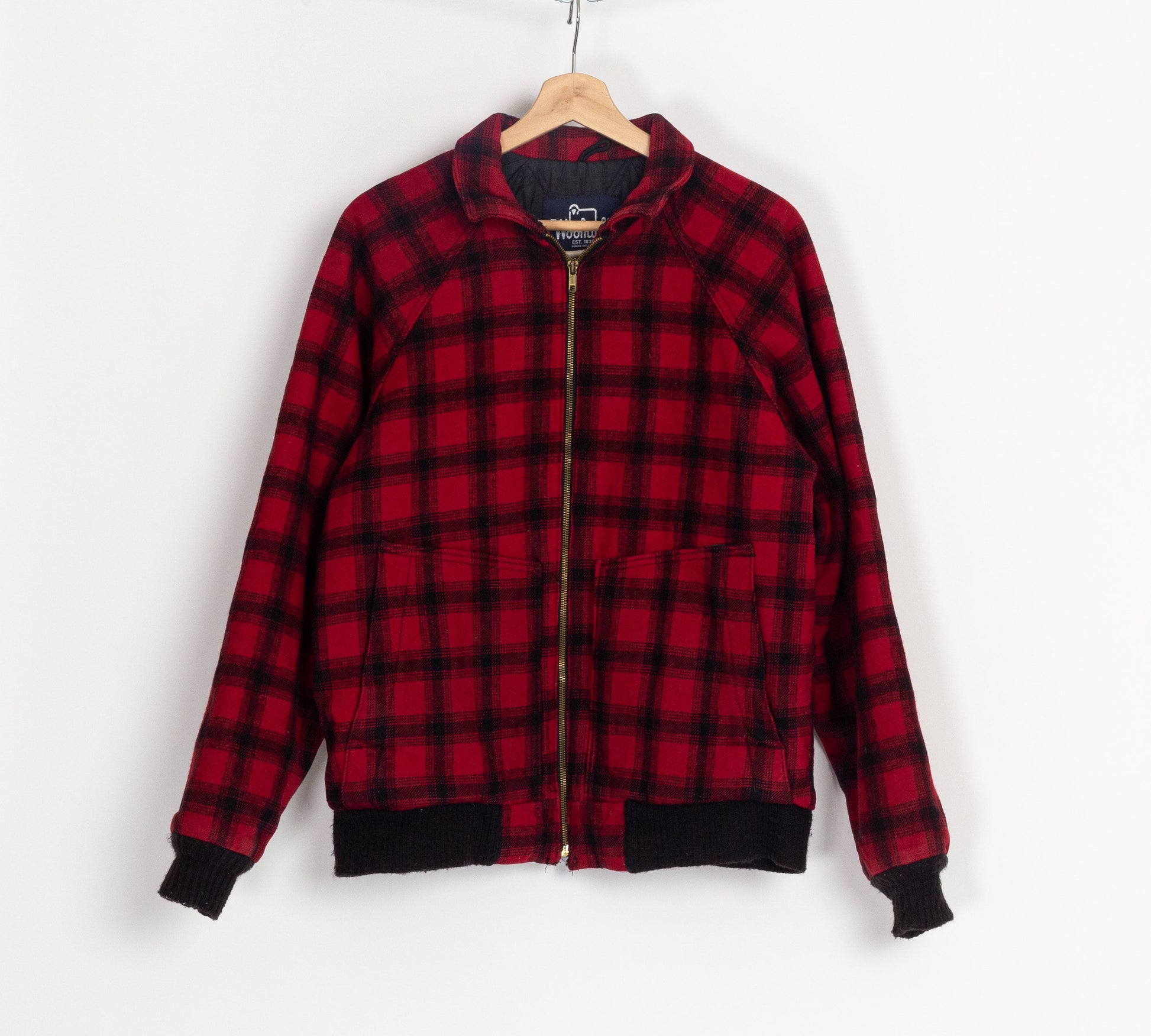80s Buffalo Plaid Woolrich Bomber Coat - Men's Medium 