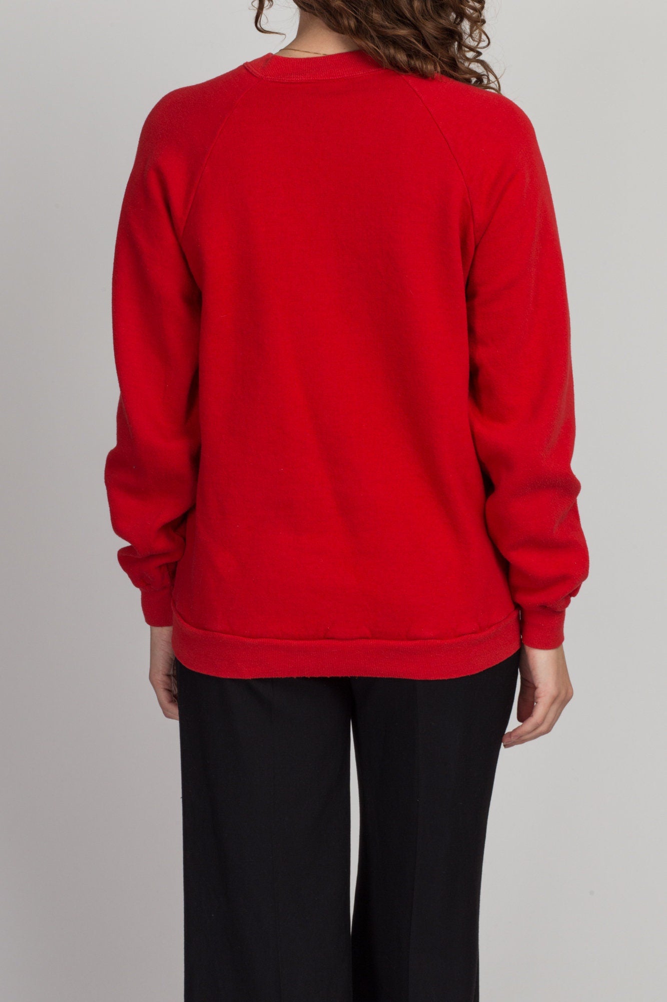 80s Red Raglan Sleeve Sweatshirt - Men's Medium, Women's Large 