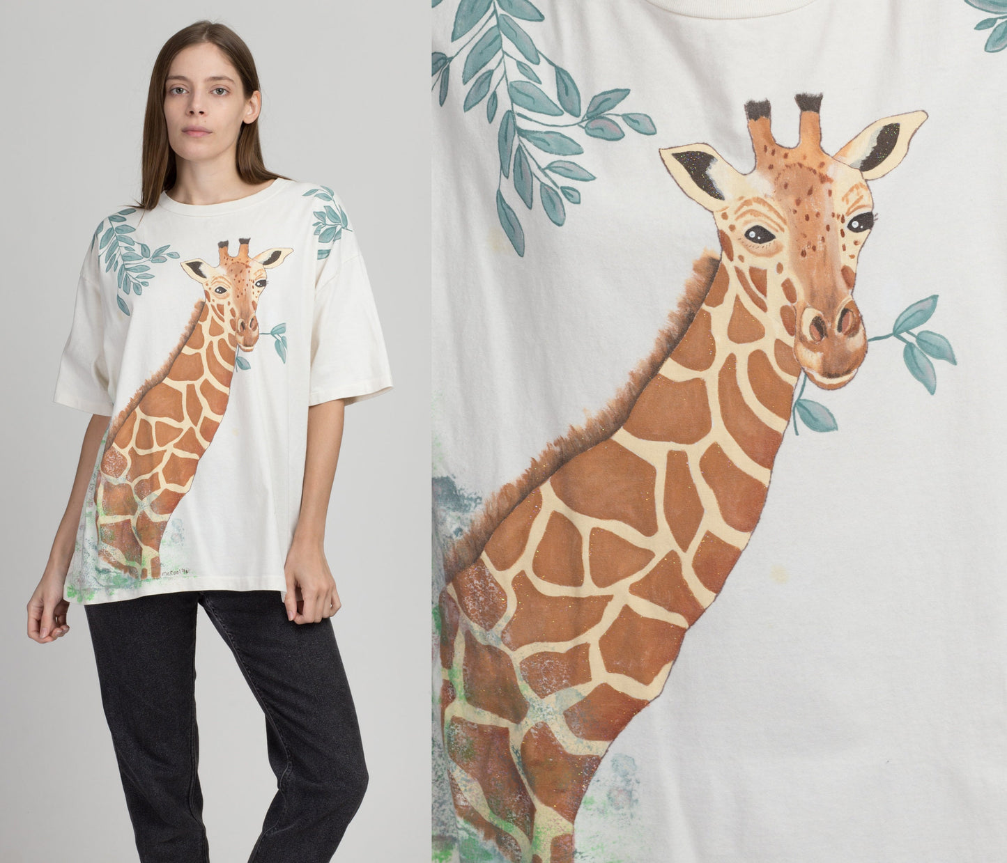 90s Painted Giraffe T Shirt - Extra Large 