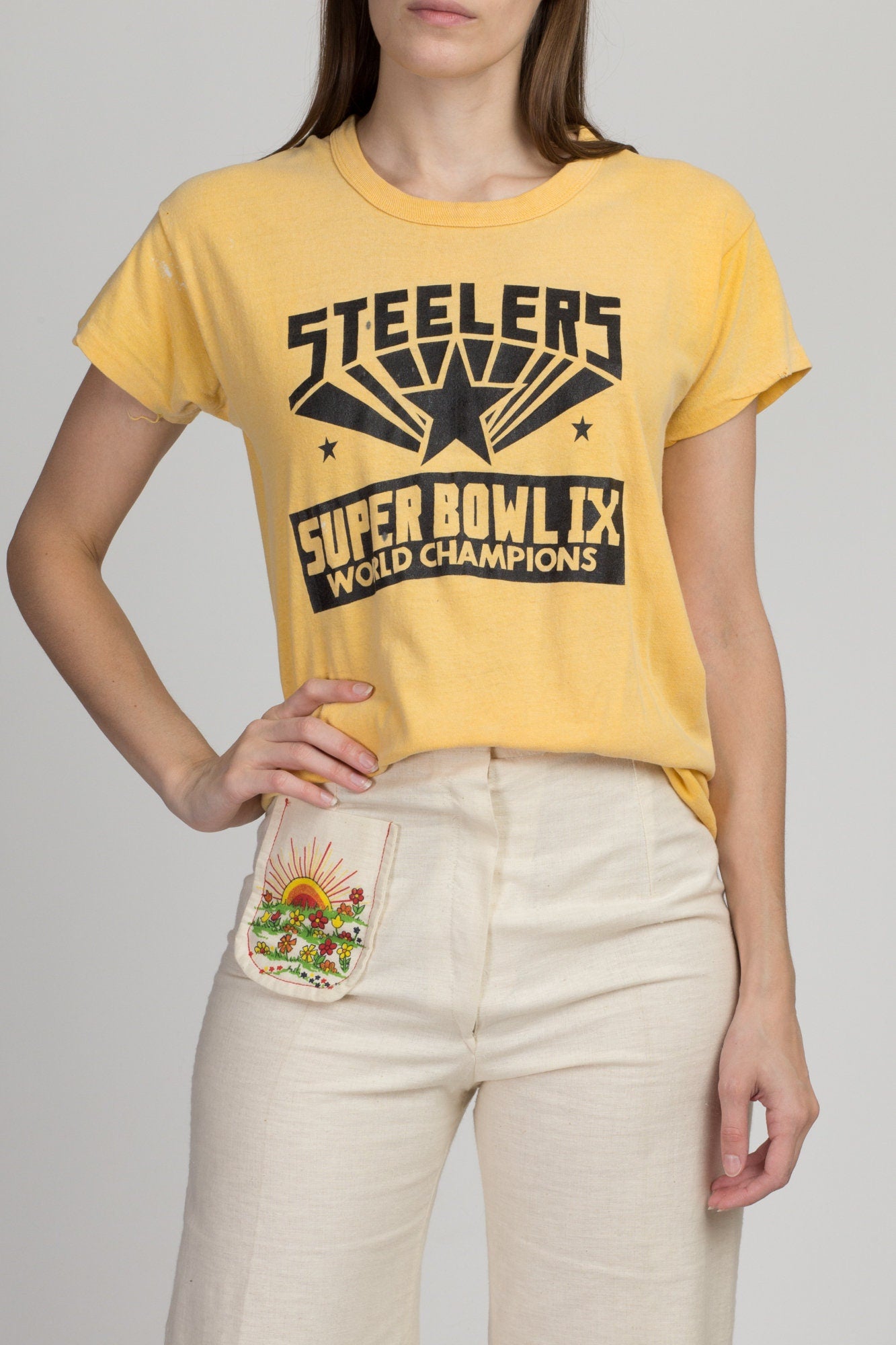 Flying Apple Vintage 70s Pittsburgh Steelers Super Bowl IX Champions T Shirt - Men's Small, Women's Medium