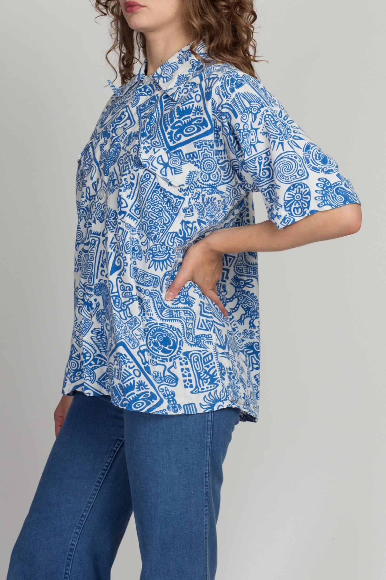 60s 70s Hawaiian Tiki Top - Men's Large, Women's XL 