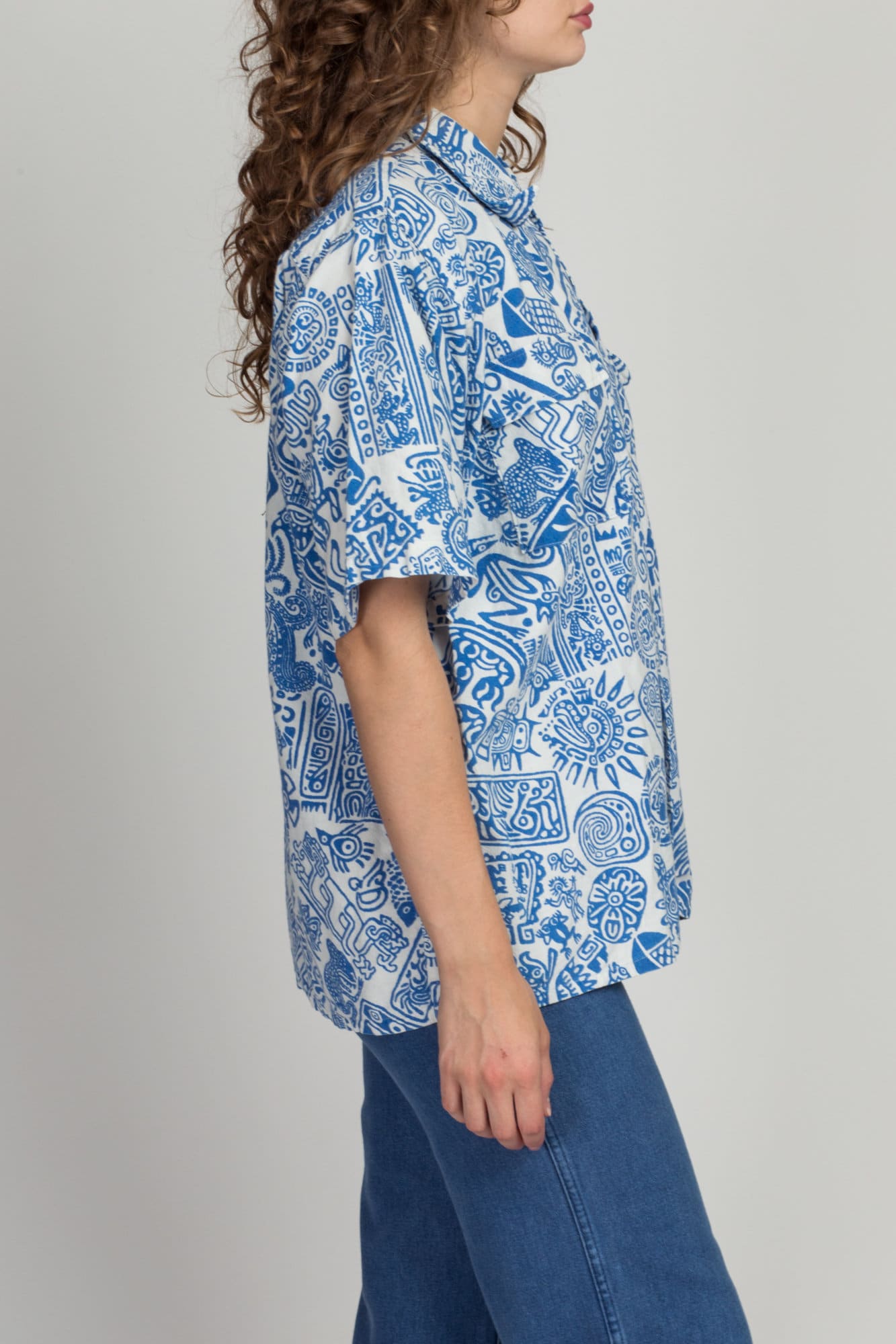 60s 70s Hawaiian Tiki Top - Men's Large, Women's XL 