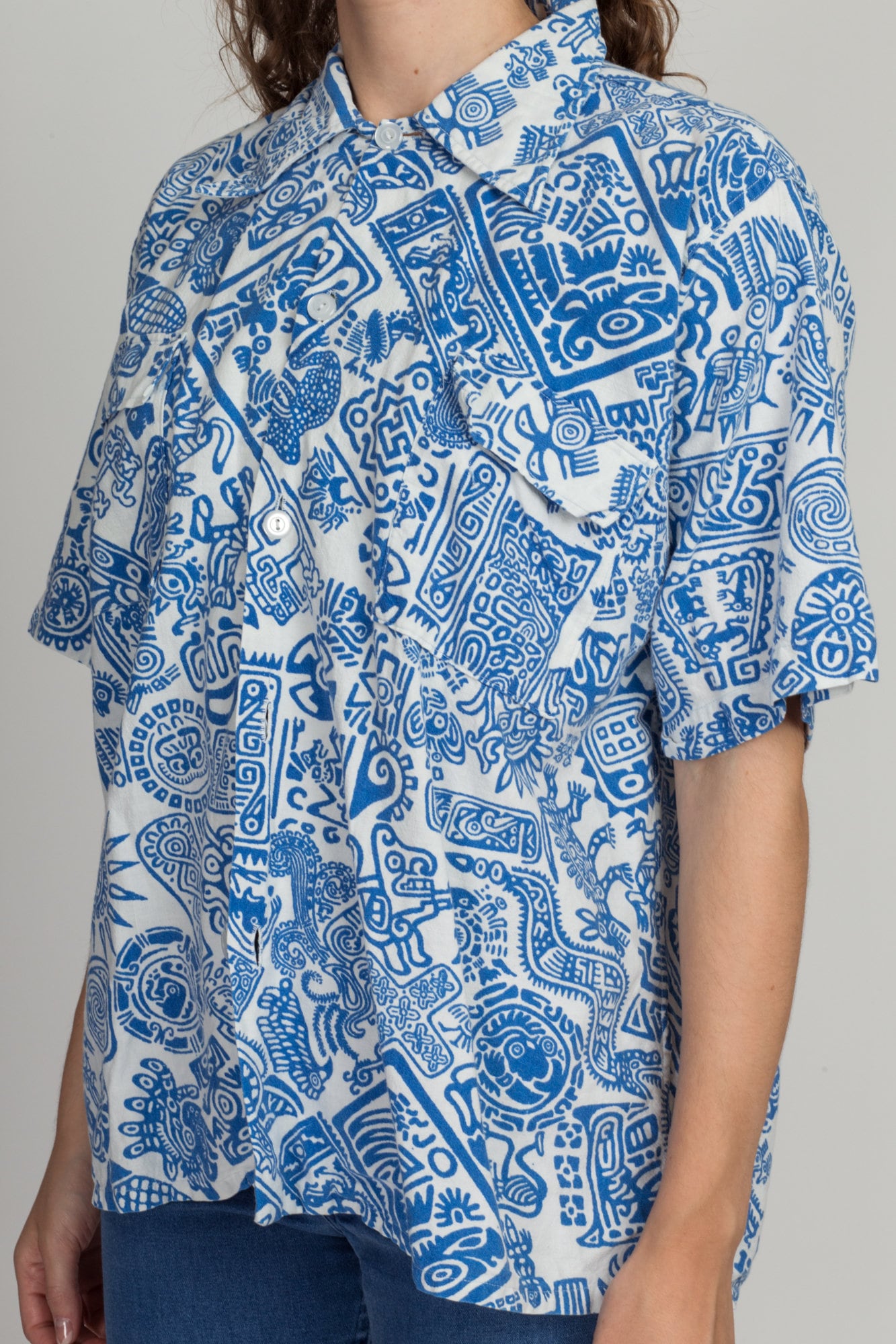 60s 70s Hawaiian Tiki Top - Men's Large, Women's XL 