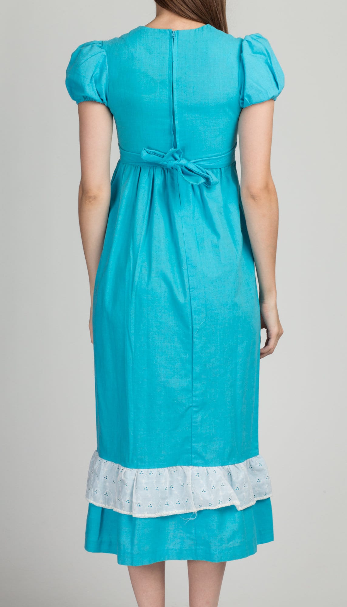 70s Blue & White Prairie Dress - Girls Size 12 