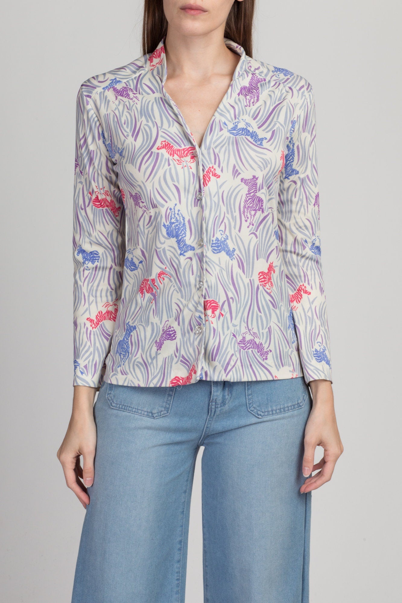 70s Zebra Novelty Print Top - Small 