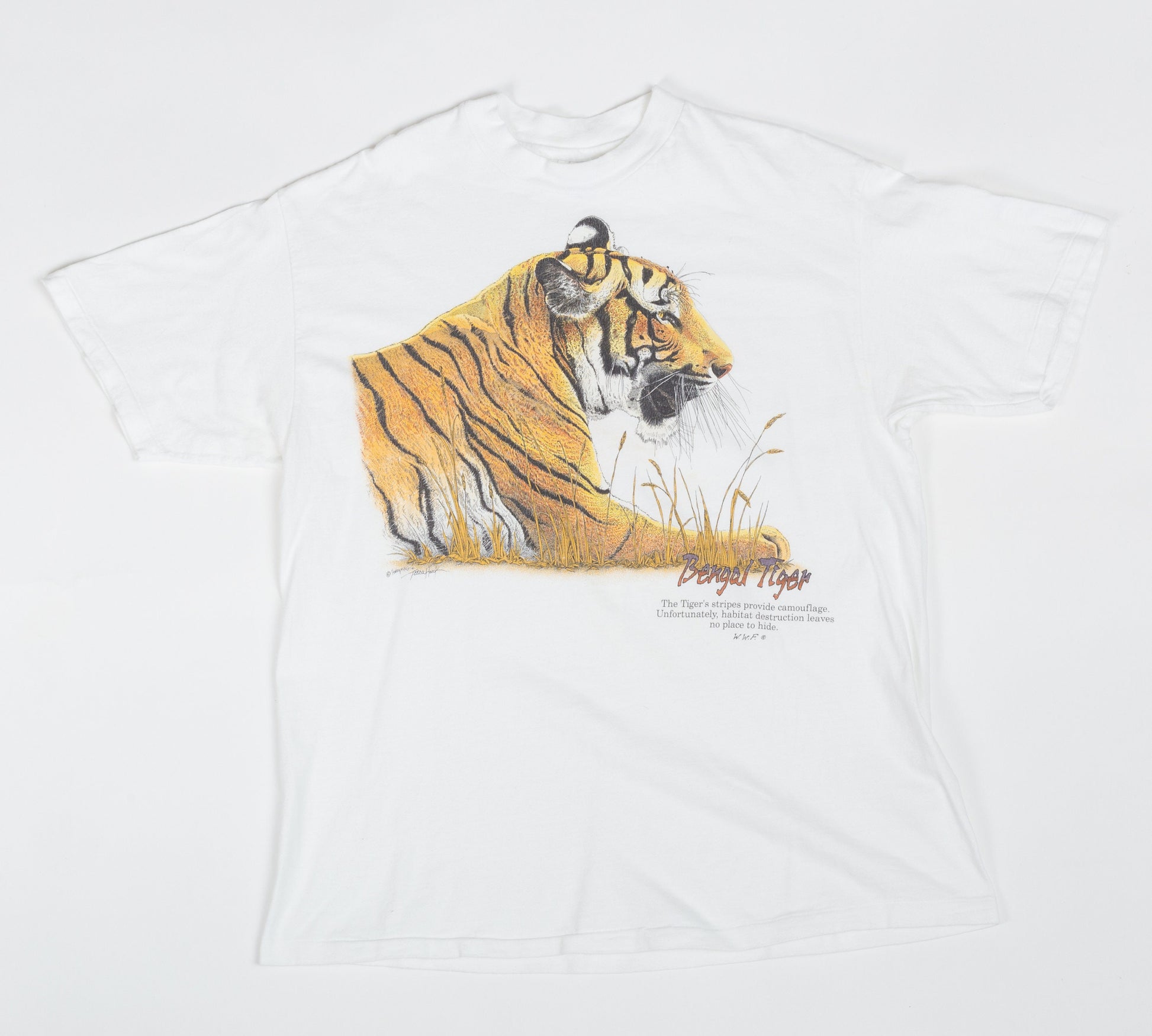 Vintage Bengal Tiger WWF Graphic T Shirt - Men's Large, Women's XL 