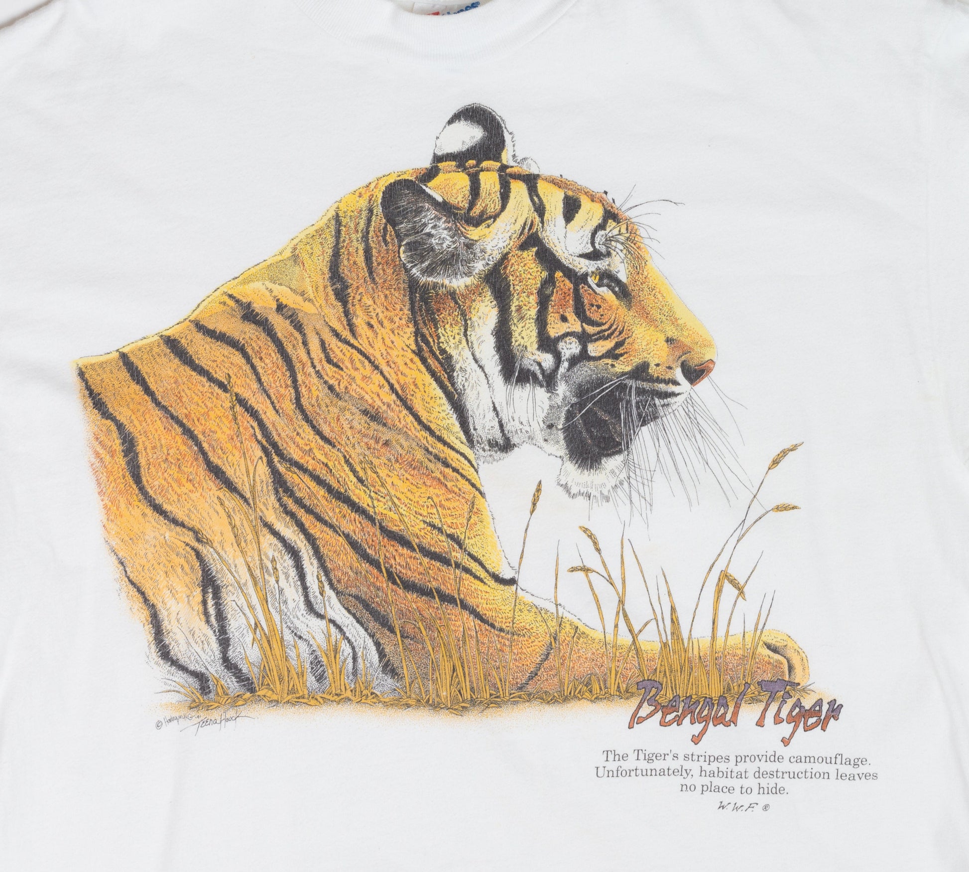 Vintage Bengal Tiger WWF Graphic T Shirt - Men's Large, Women's XL 