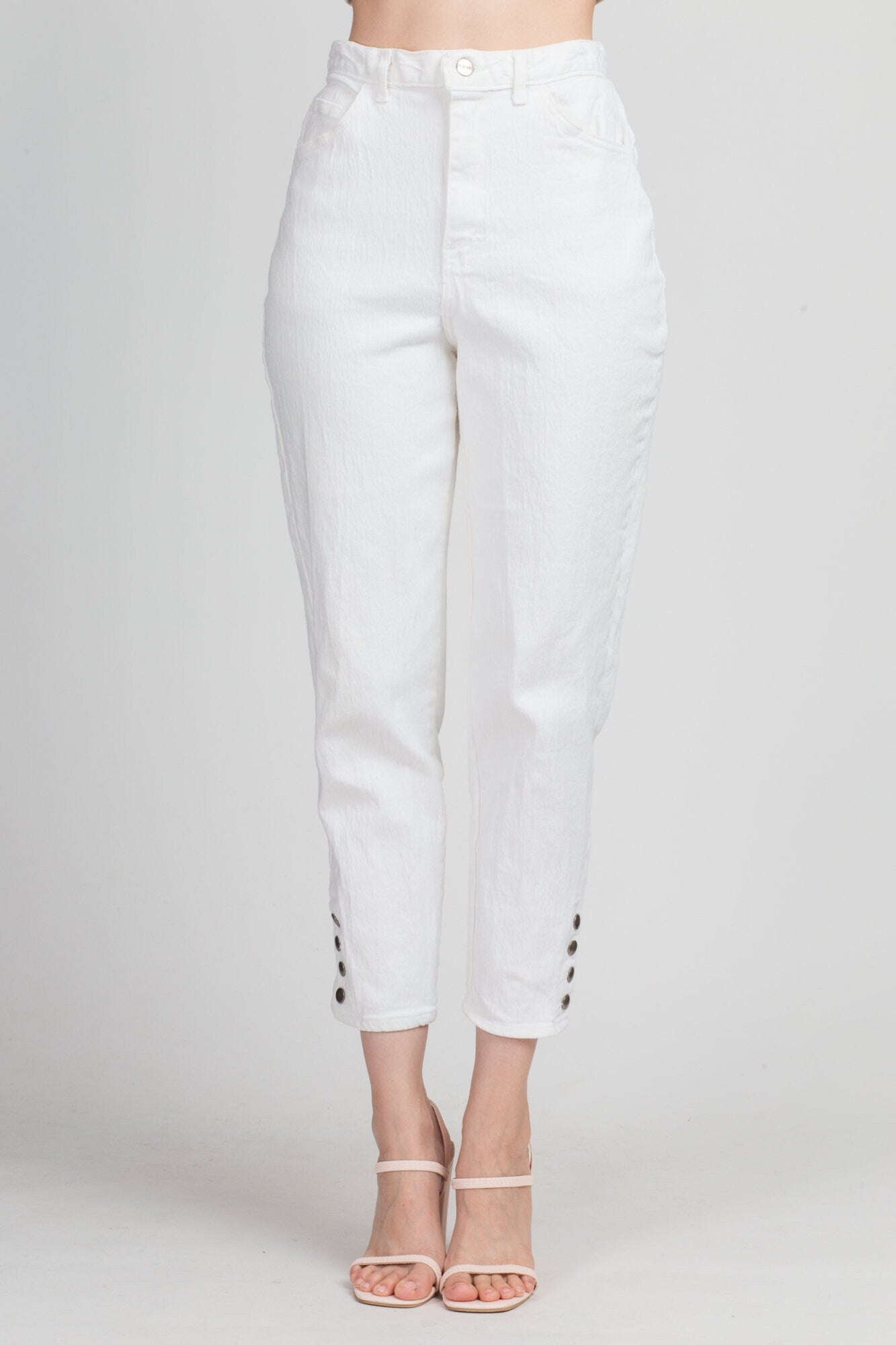 90s White High Waist Stretchy Mom Jeans - Medium, 28" 