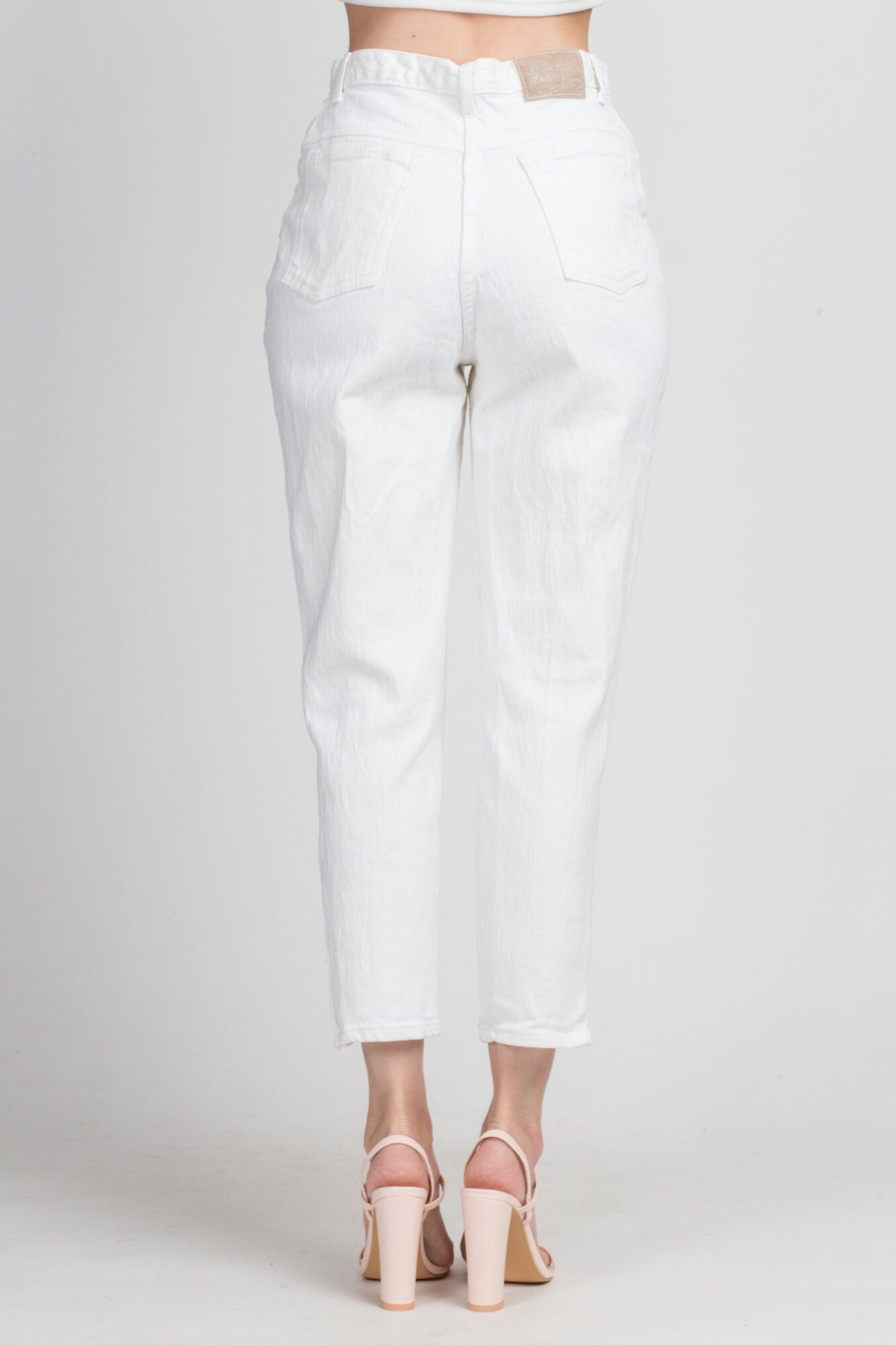 90s White High Waist Stretchy Mom Jeans - Medium, 28" 