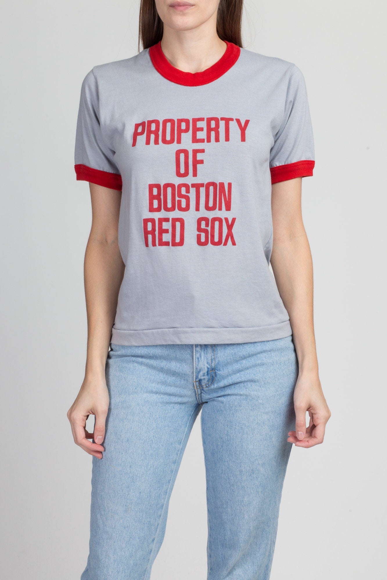 80s Boston Red Sox Ringer T Shirt - Men's XS, Women's Small 