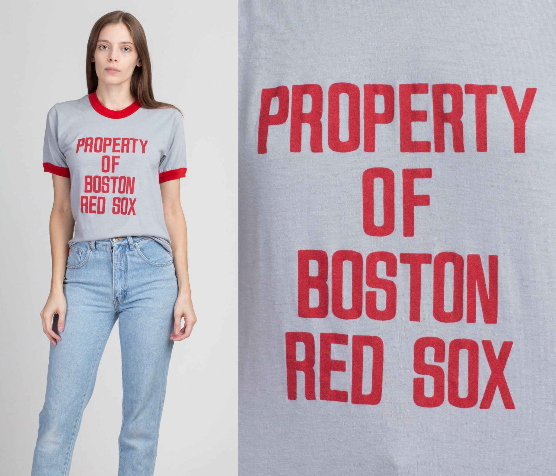 80s Boston Red Sox Ringer T Shirt - Men's XS, Women's Small