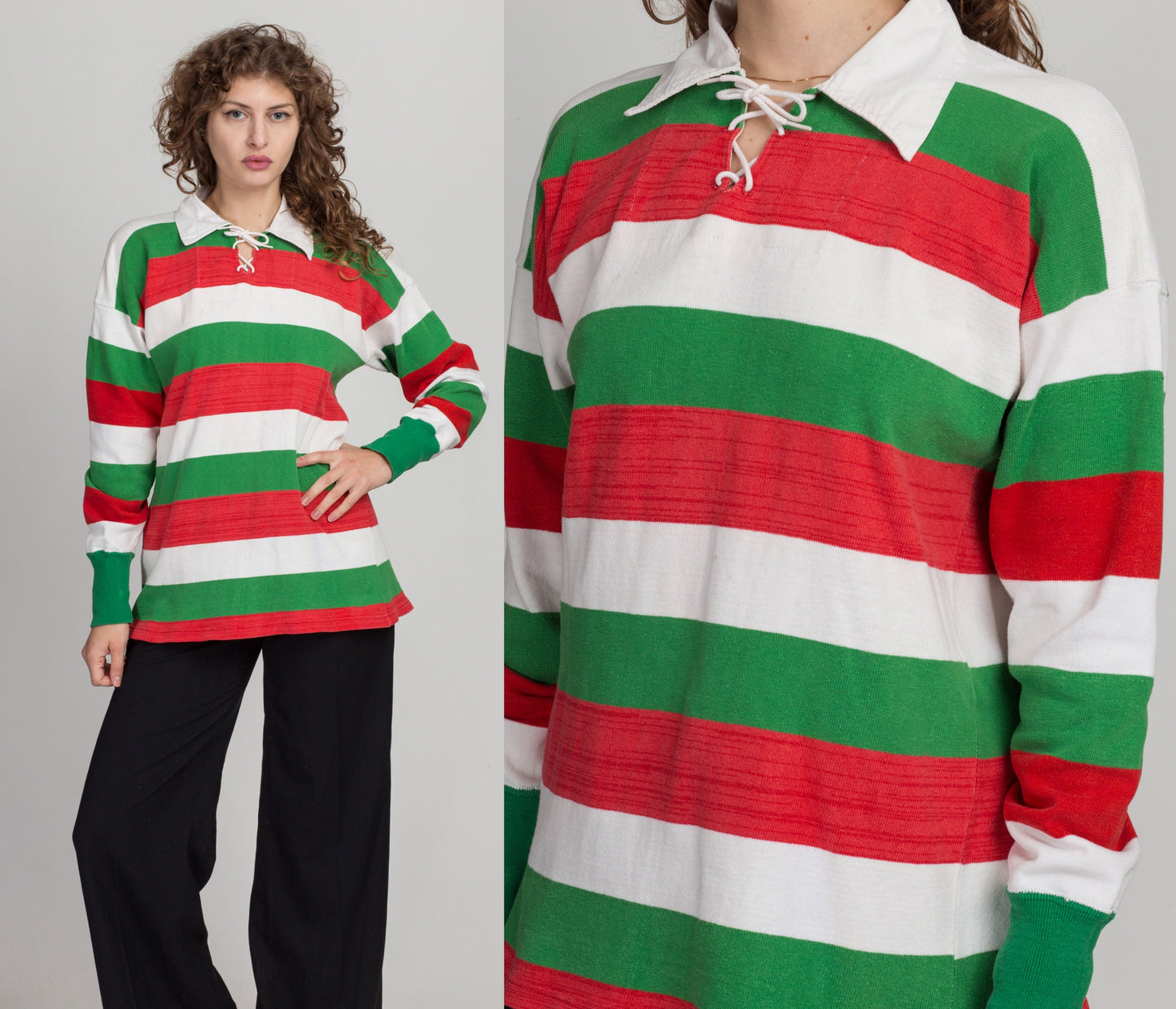 60s 70s Striped Knit Athletic Shirt - Men's Medium, Women's Large 