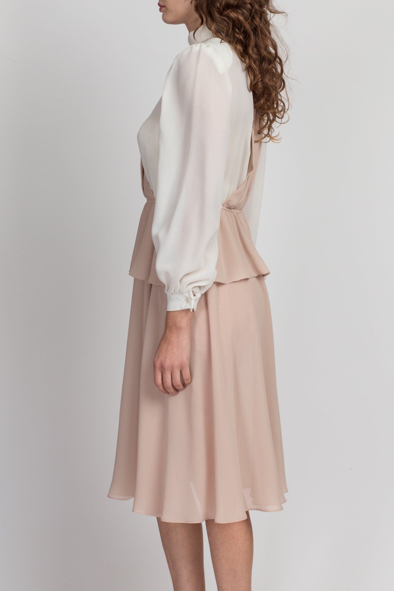 70s Two Tone Draped Dress - Small 