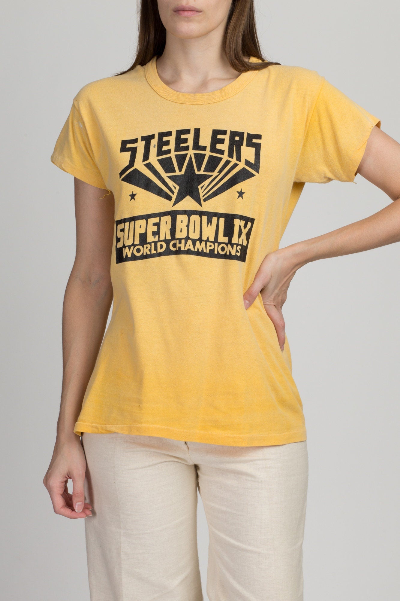 70s Pittsburgh Steelers Super Bowl IX Champions T Shirt - Men's Small, Women's Medium 