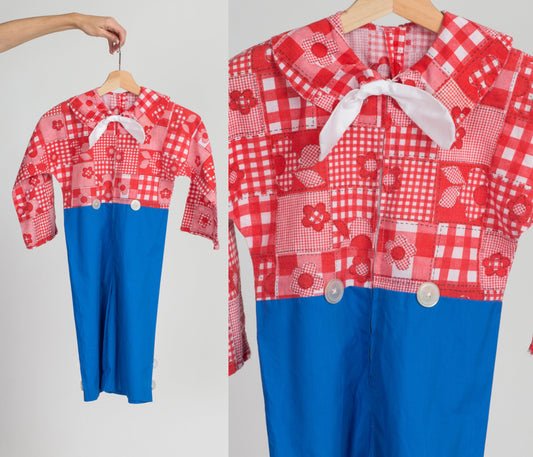 60s 70s Kids Raggedy Andy Western Costume Jumpsuit - 4T  