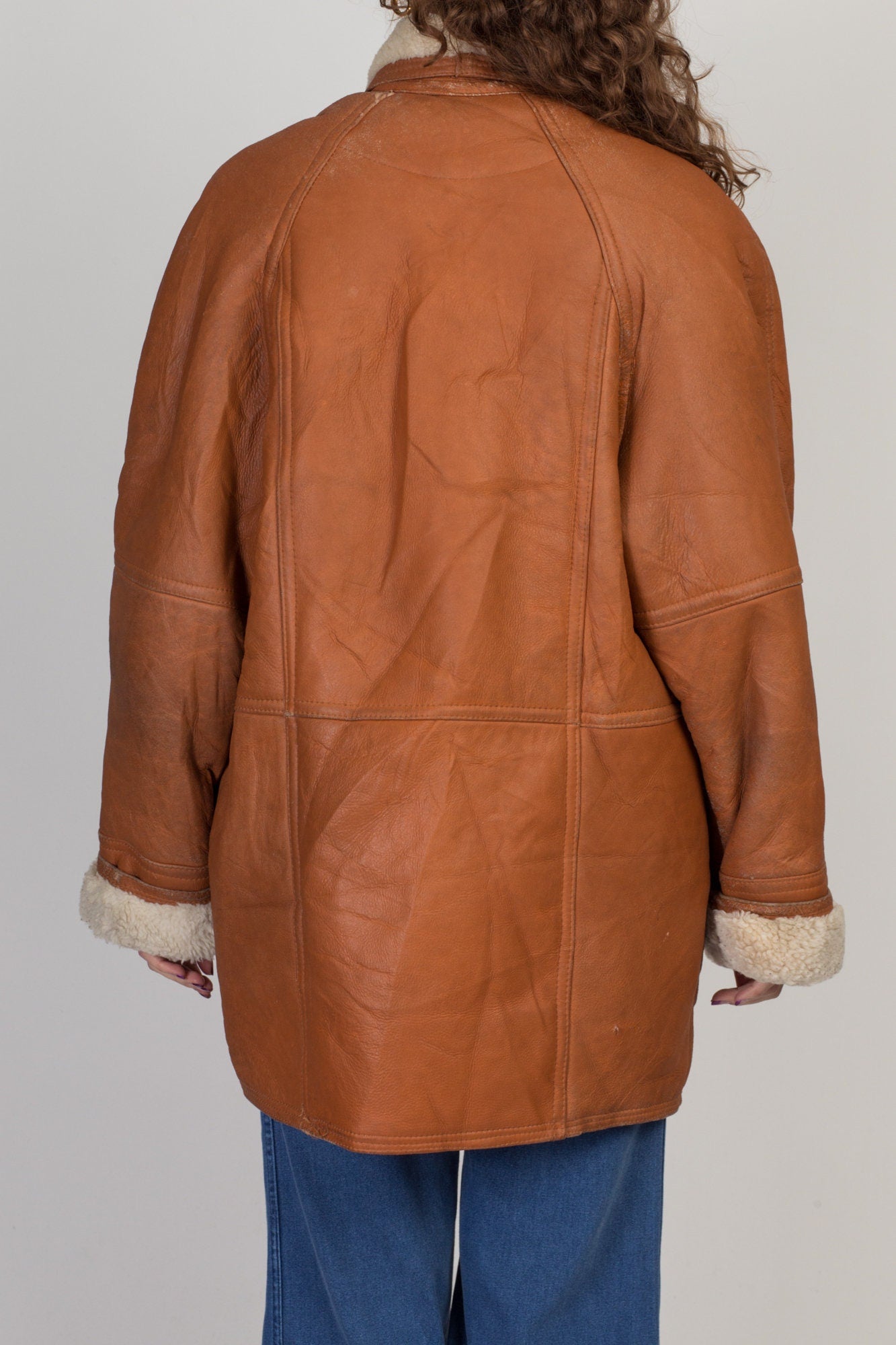 80s Walter Davoucci Leather Sherpa Coat - Men's Medium, Women's Large 