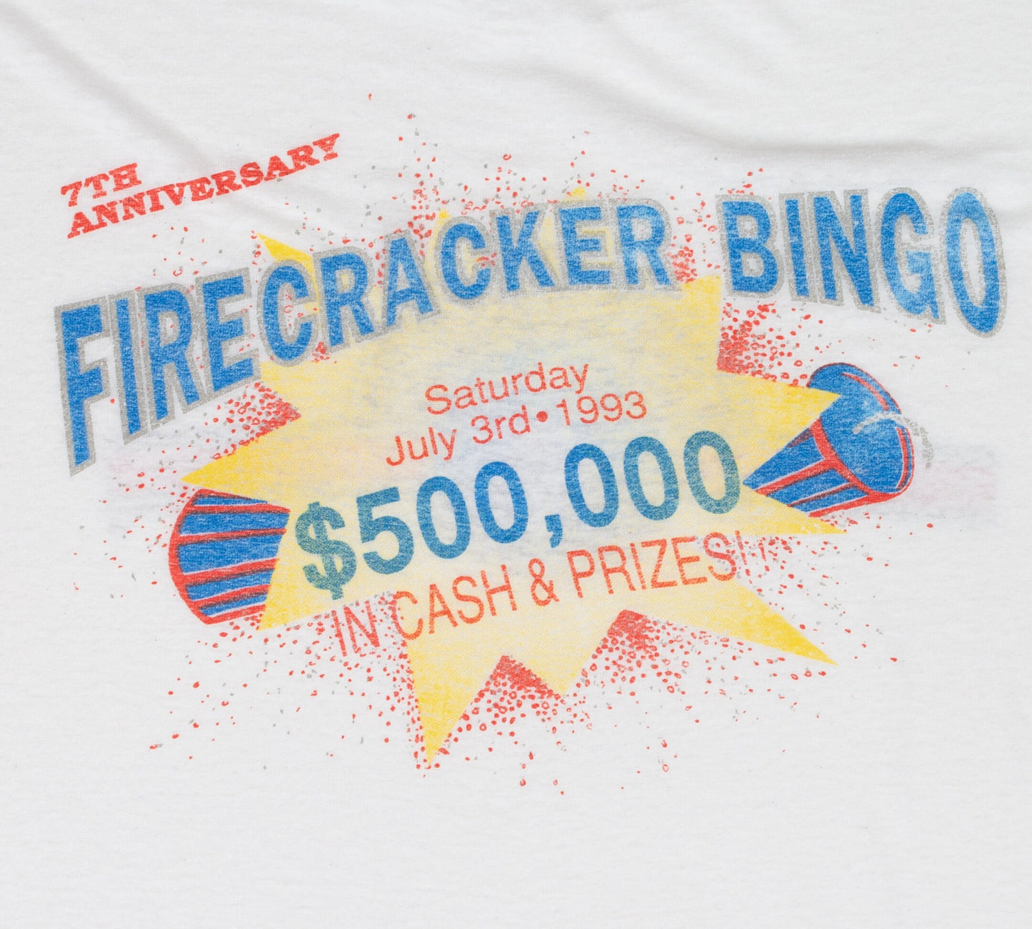 Vintage Foxwoods Casino Firecracker Bingo Burnout T Shirt - Men's XL, Women's 2XL 