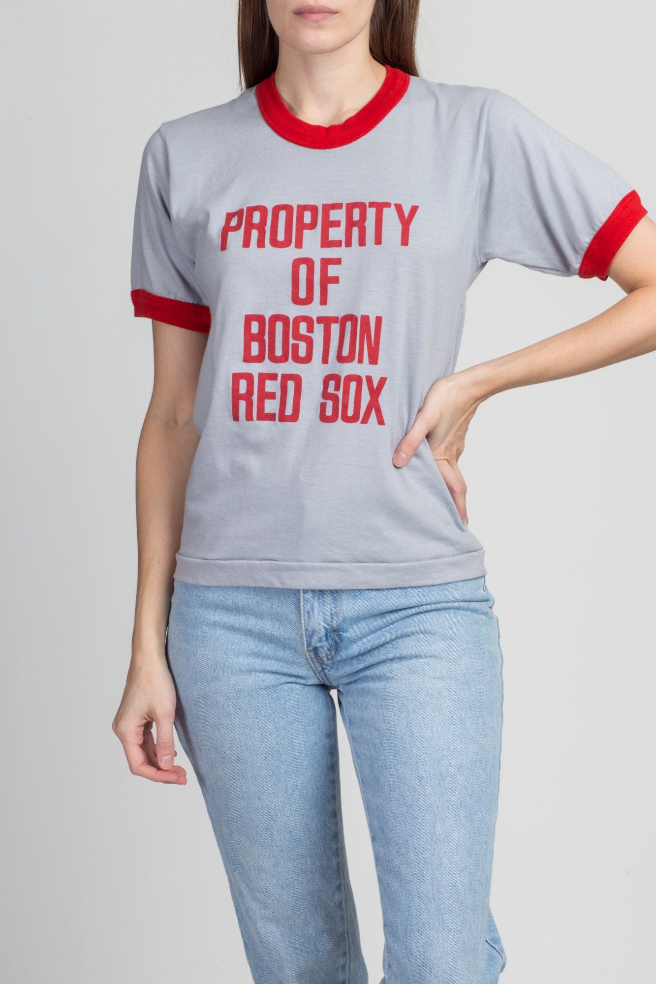 80s Boston Red Sox Ringer T Shirt - Men's XS, Women's Small 