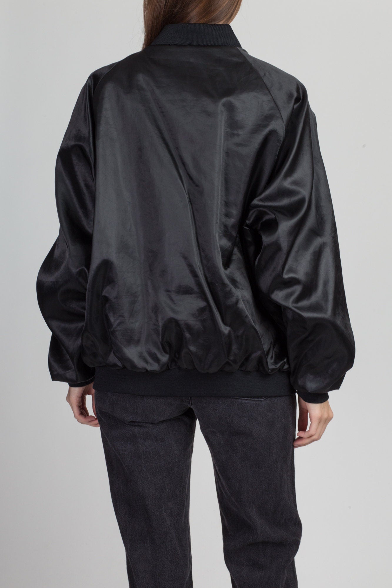 Black satin jacket mens top