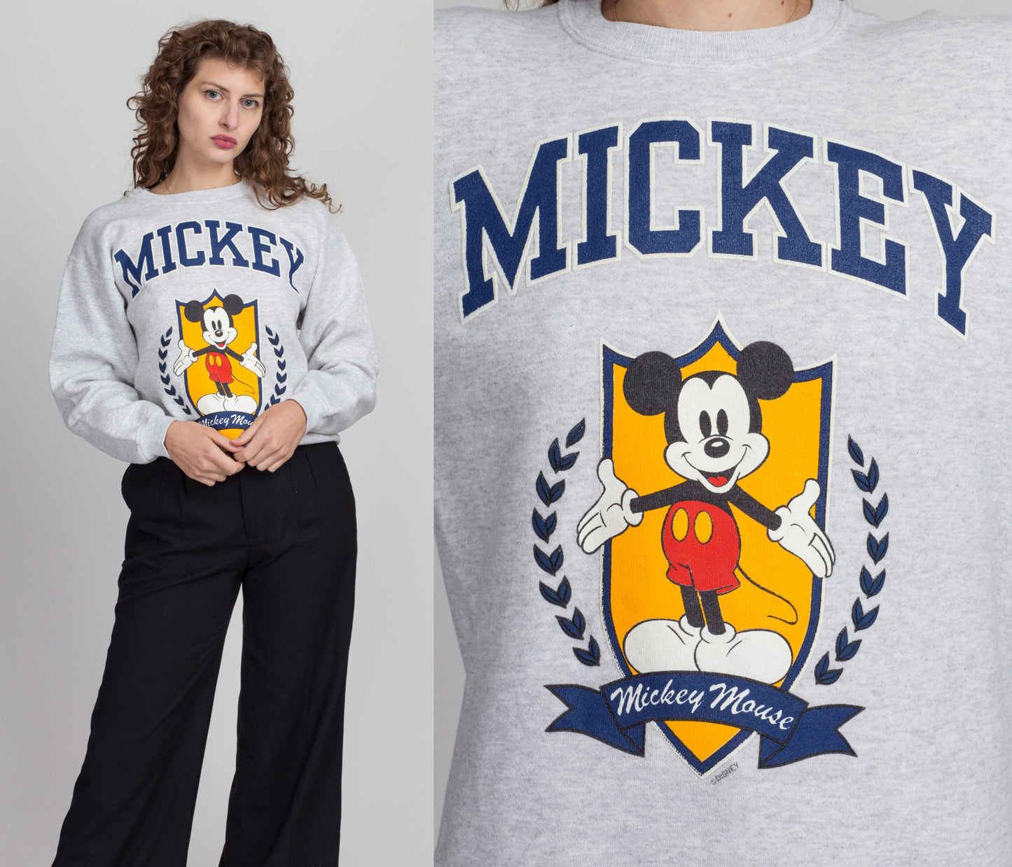 90s Mickey Mouse Collegiate Sweatshirt - Men's Small, Women's Medium 