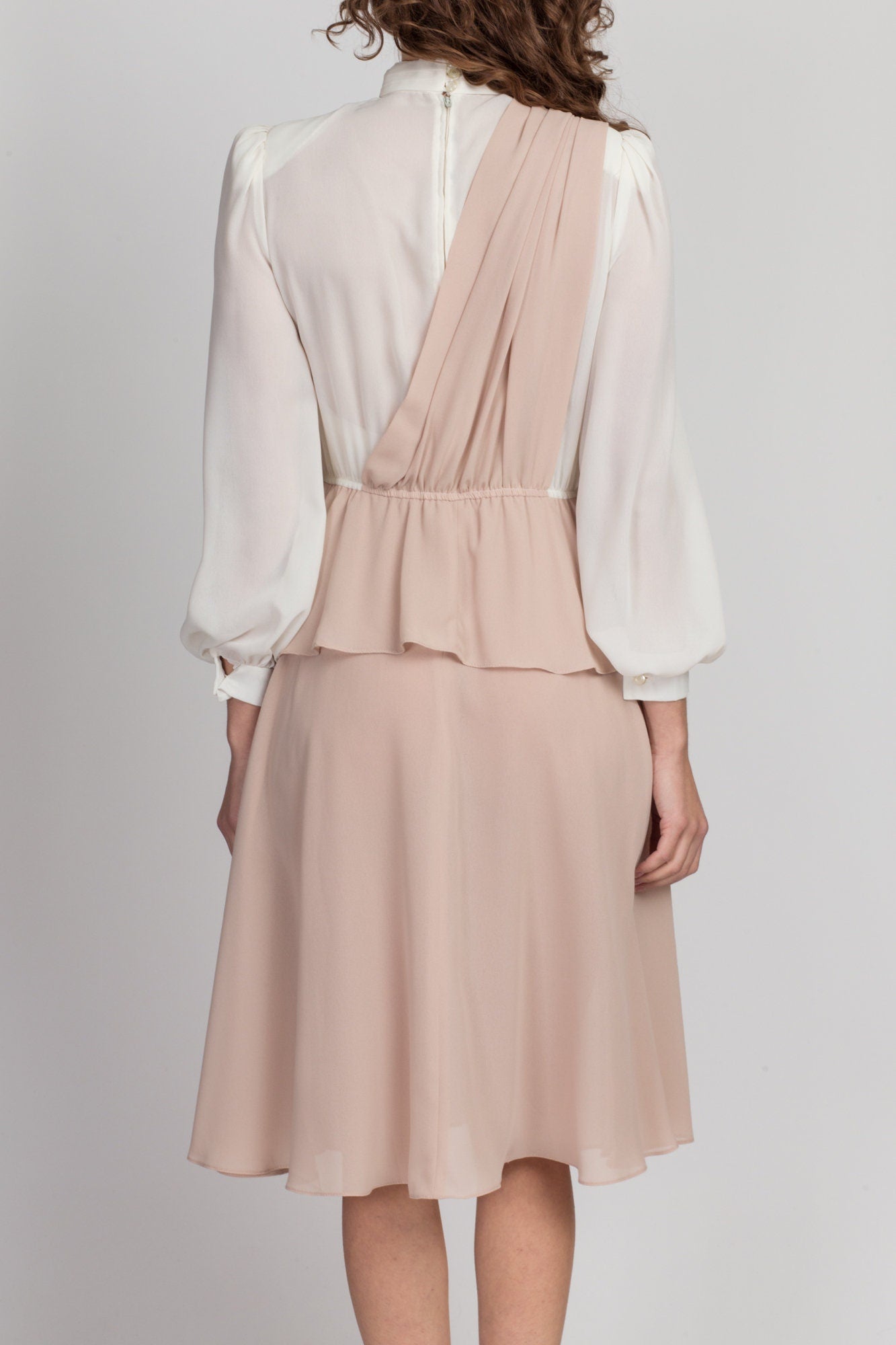 70s Two Tone Draped Dress - Small 