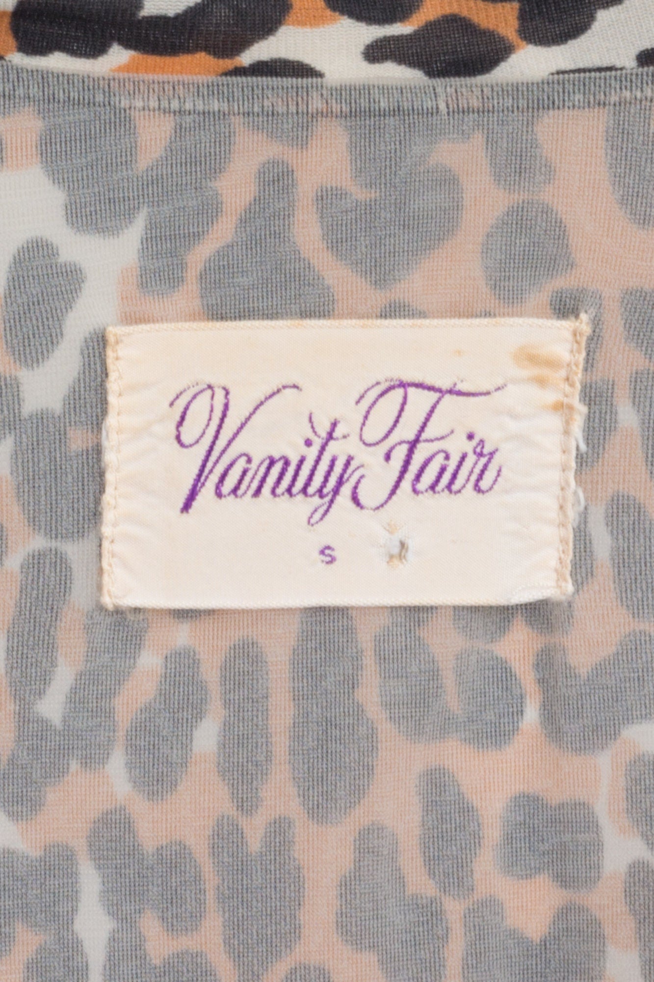 60s 70s Vanity Fair Leopard Print Loungewear Dress - Small 