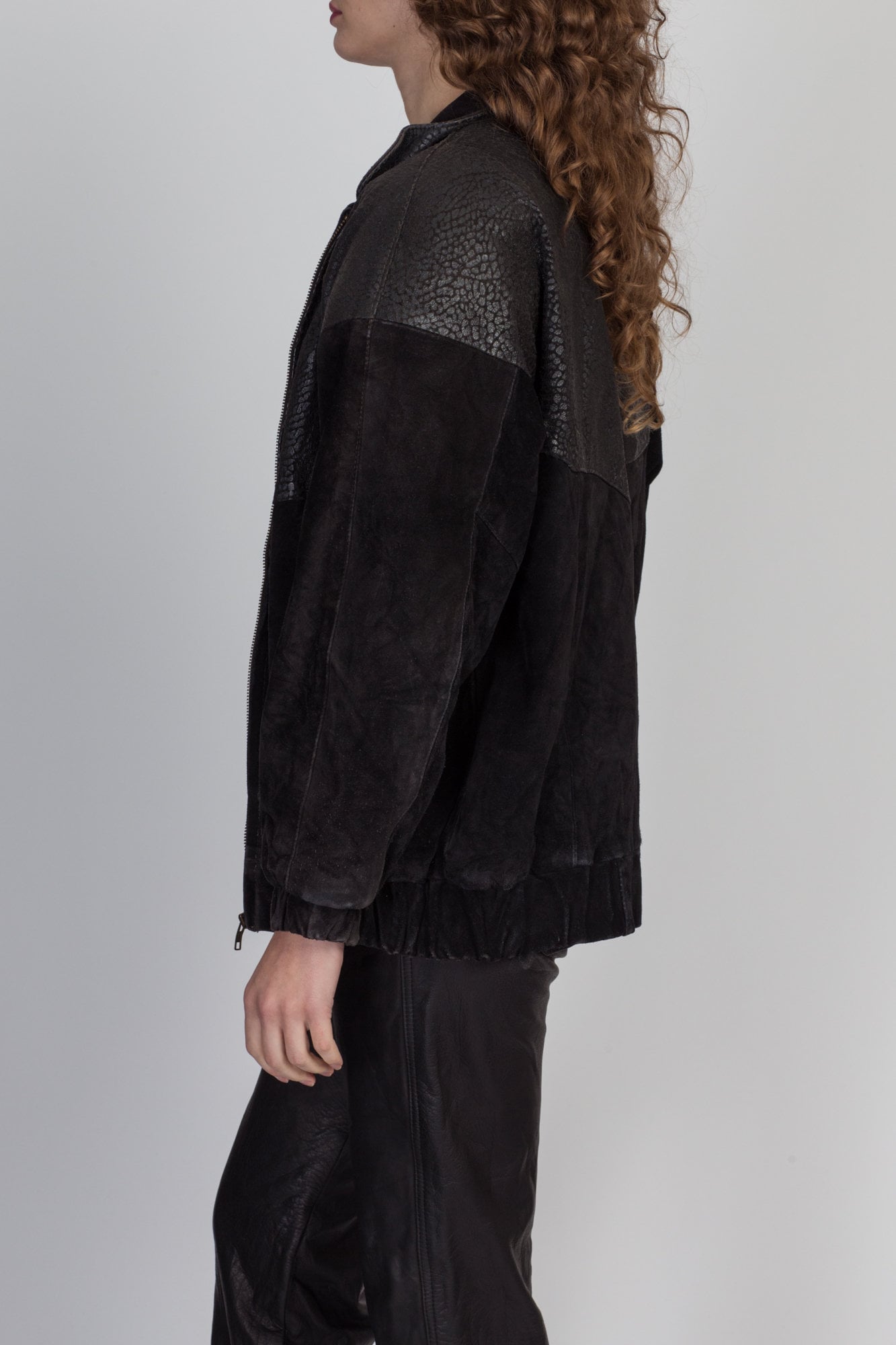 80s Snakeskin Embossed Suede Moto Jacket - Medium 