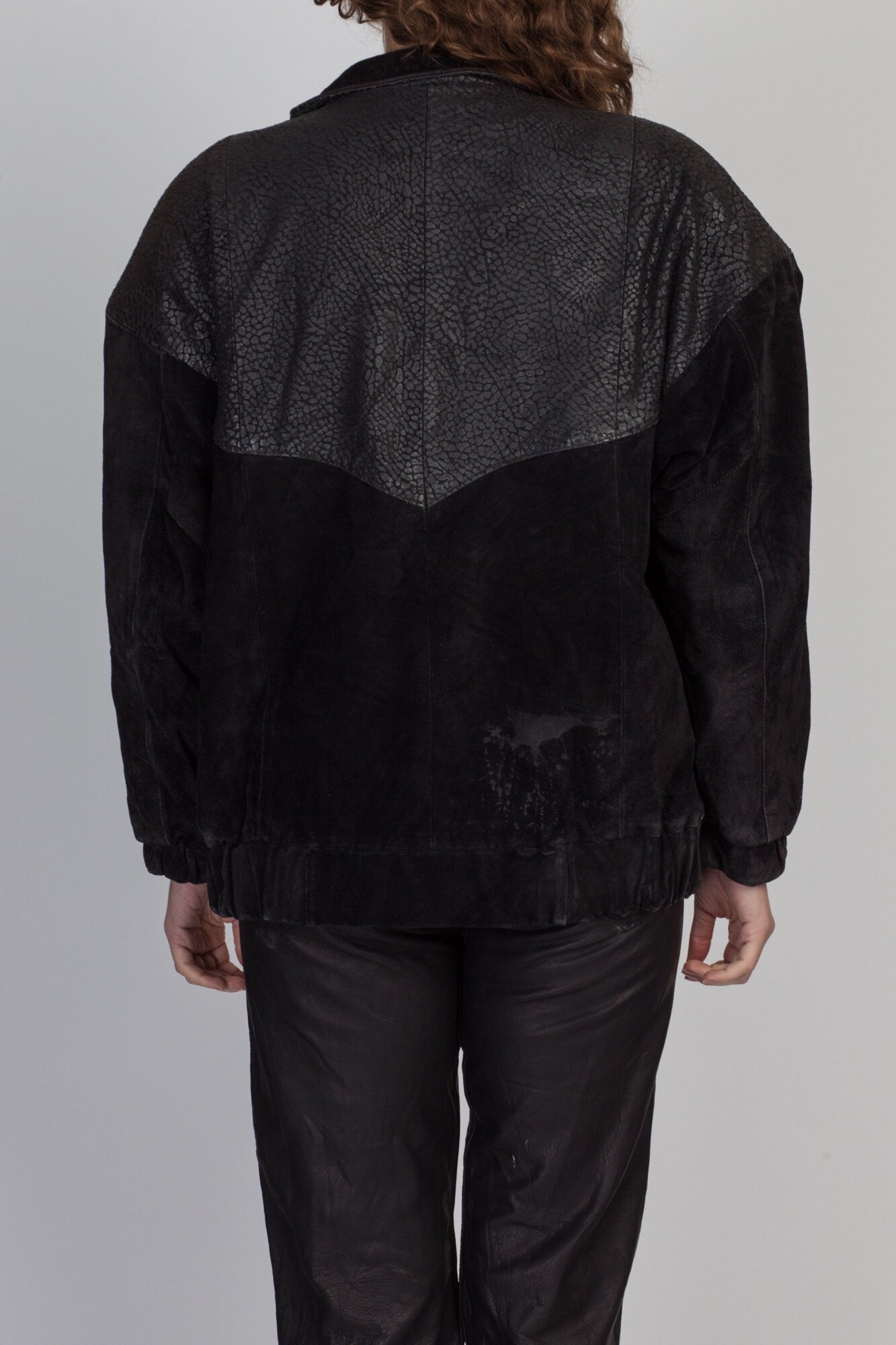 80s Snakeskin Embossed Suede Moto Jacket - Medium 