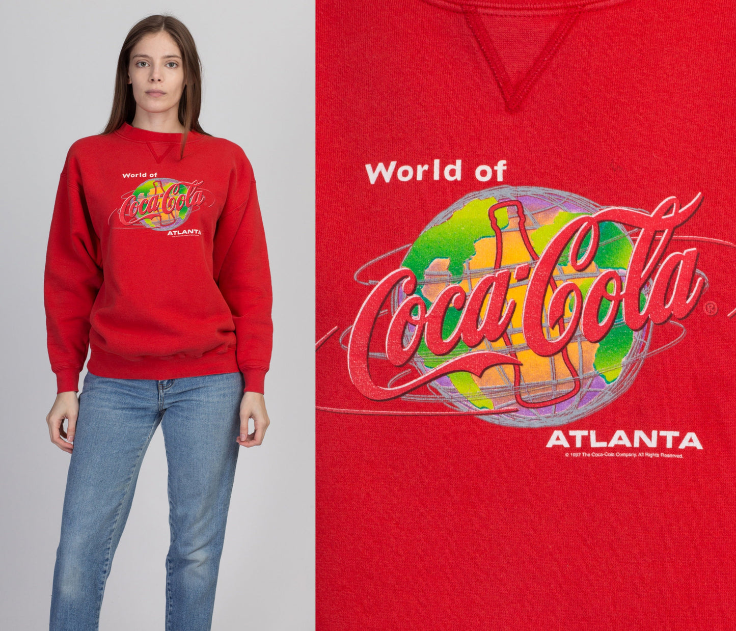 Vintage Coca Cola Atlanta Sweatshirt - Men's Small, Women's Medium 