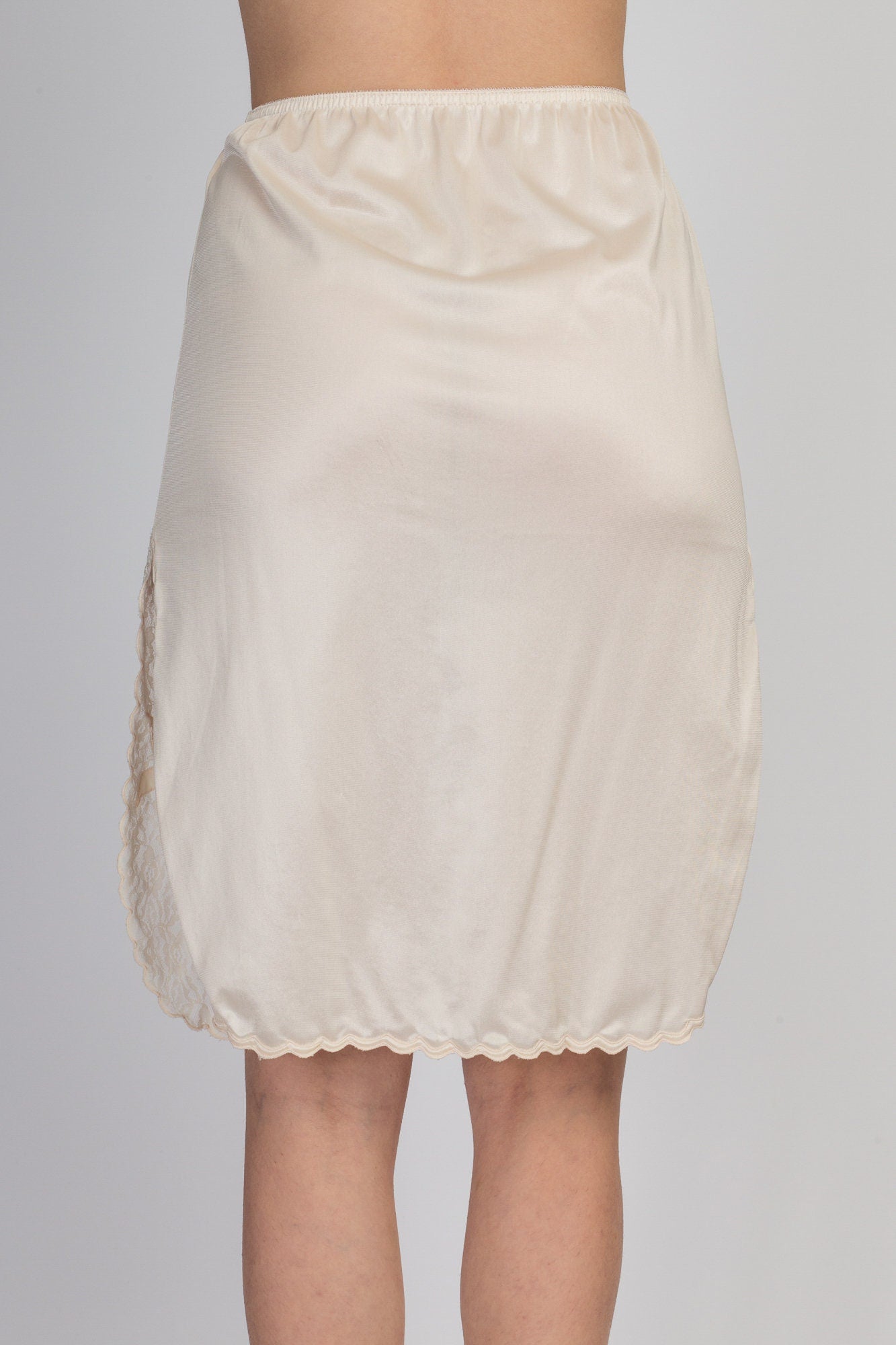 80s Ivory Mini Skirt Slip - Small 
