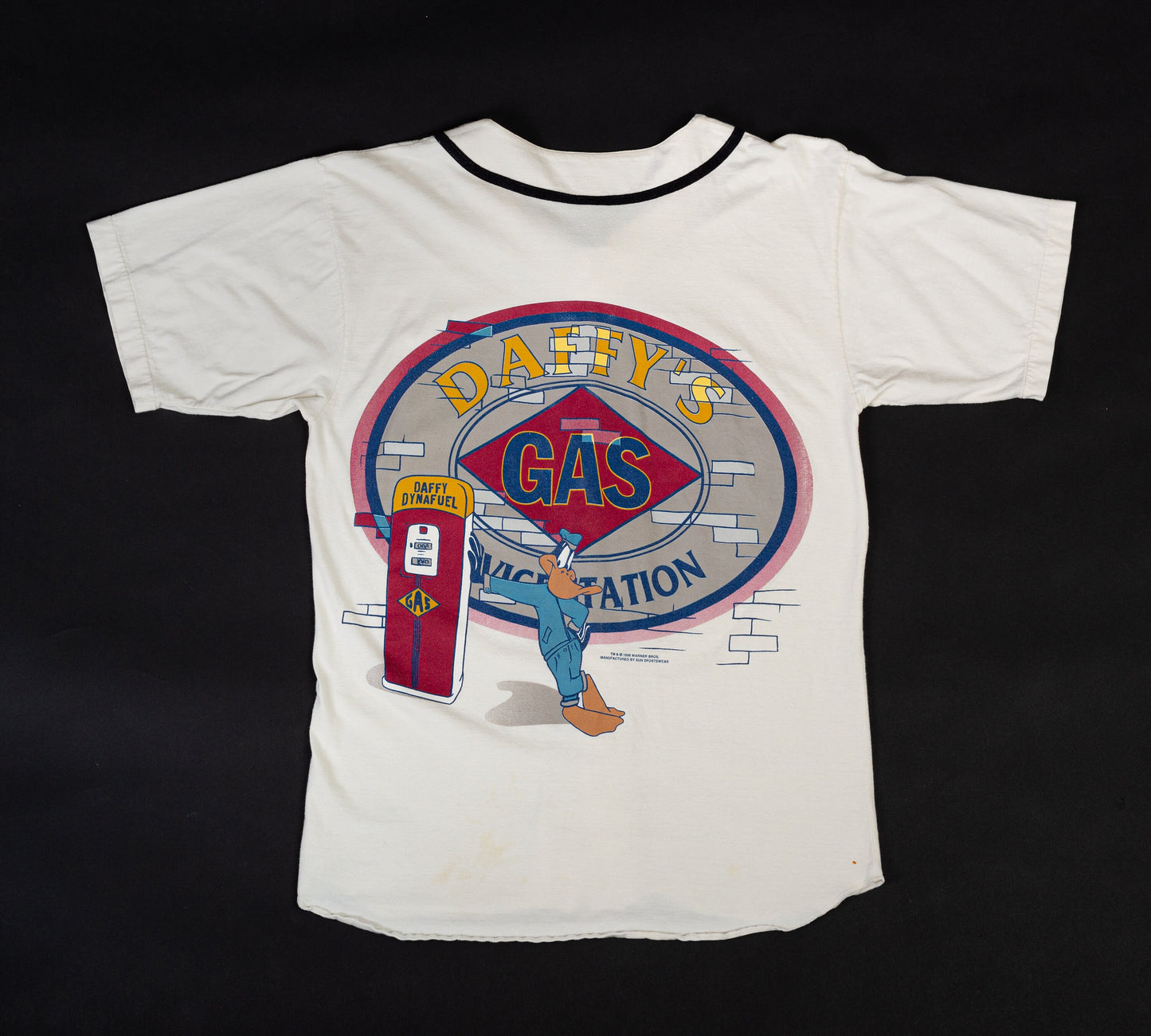 90s Daffy Duck Service Station Baseball Shirt - Men's Medium, Women's Large 
