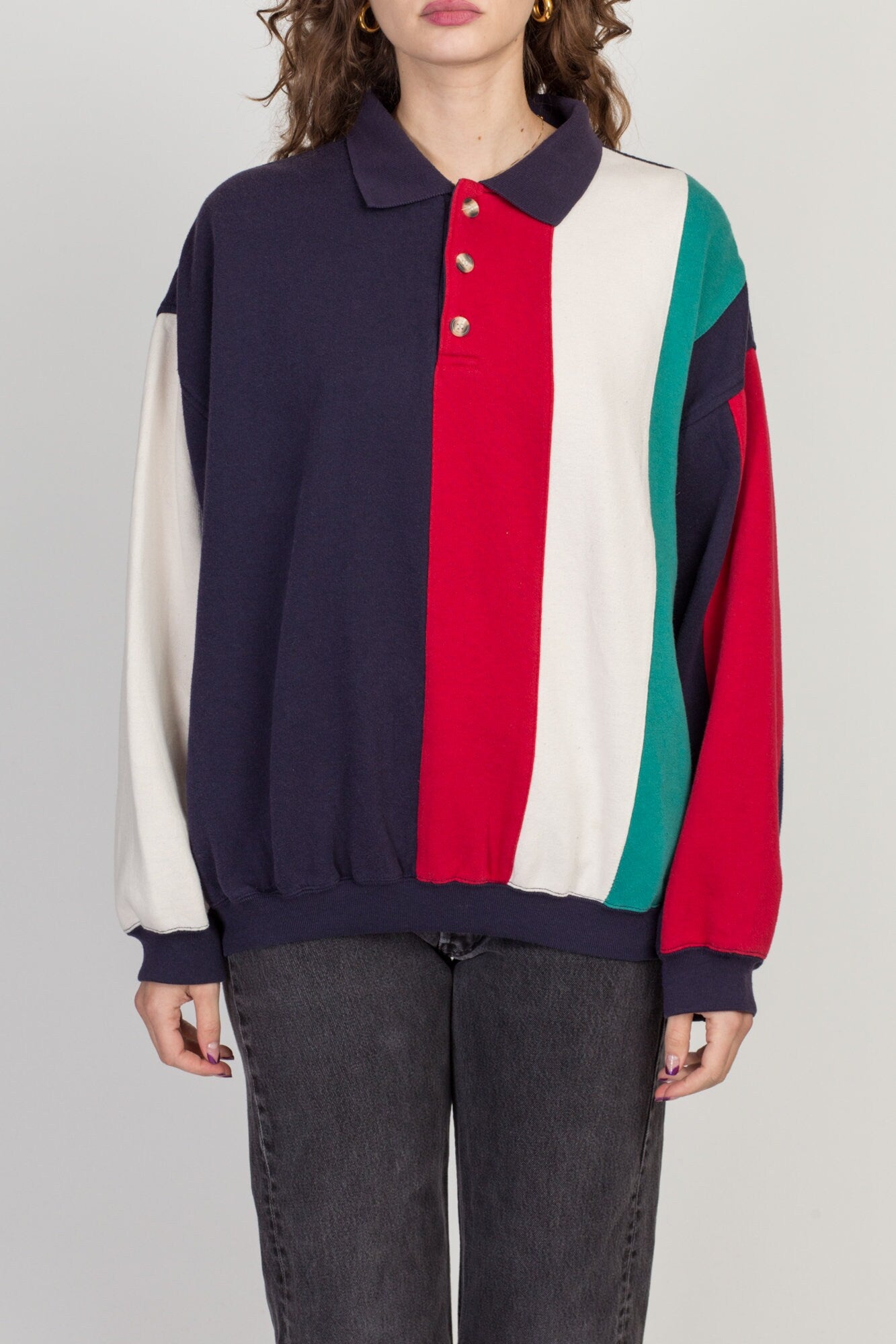 90s Striped Rugby Shirt Men s XL Flying Apple Vintage