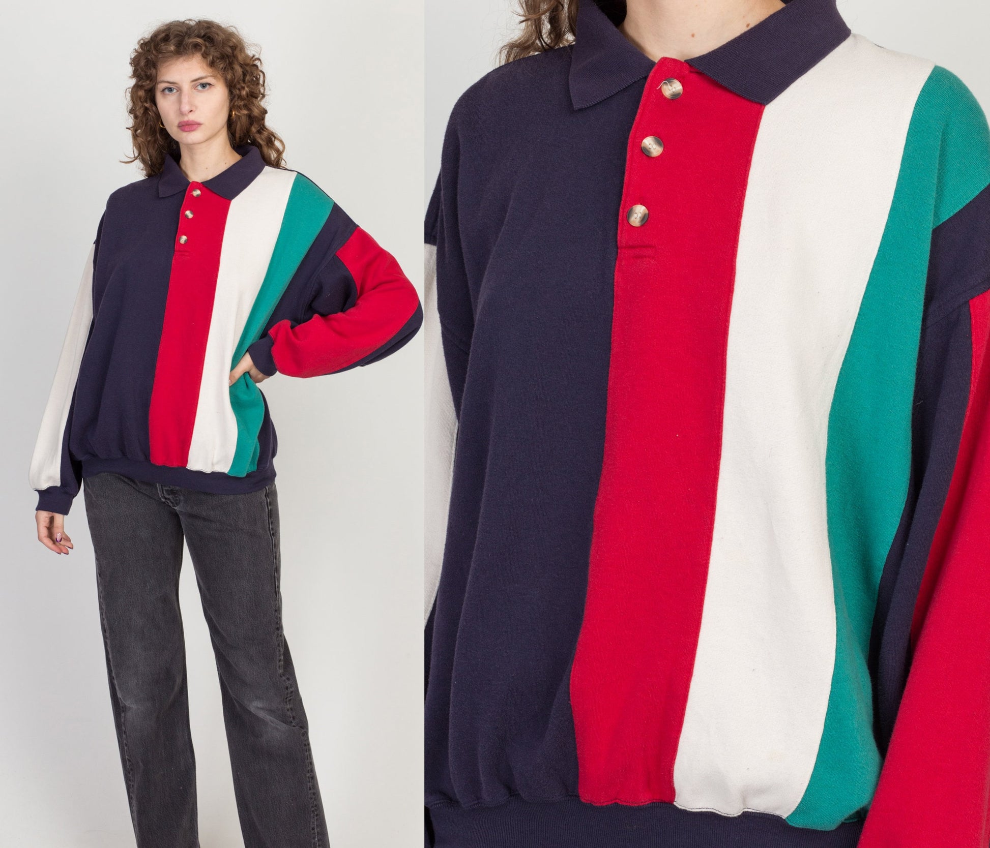 90s Striped Rugby Shirt - Men's XL 