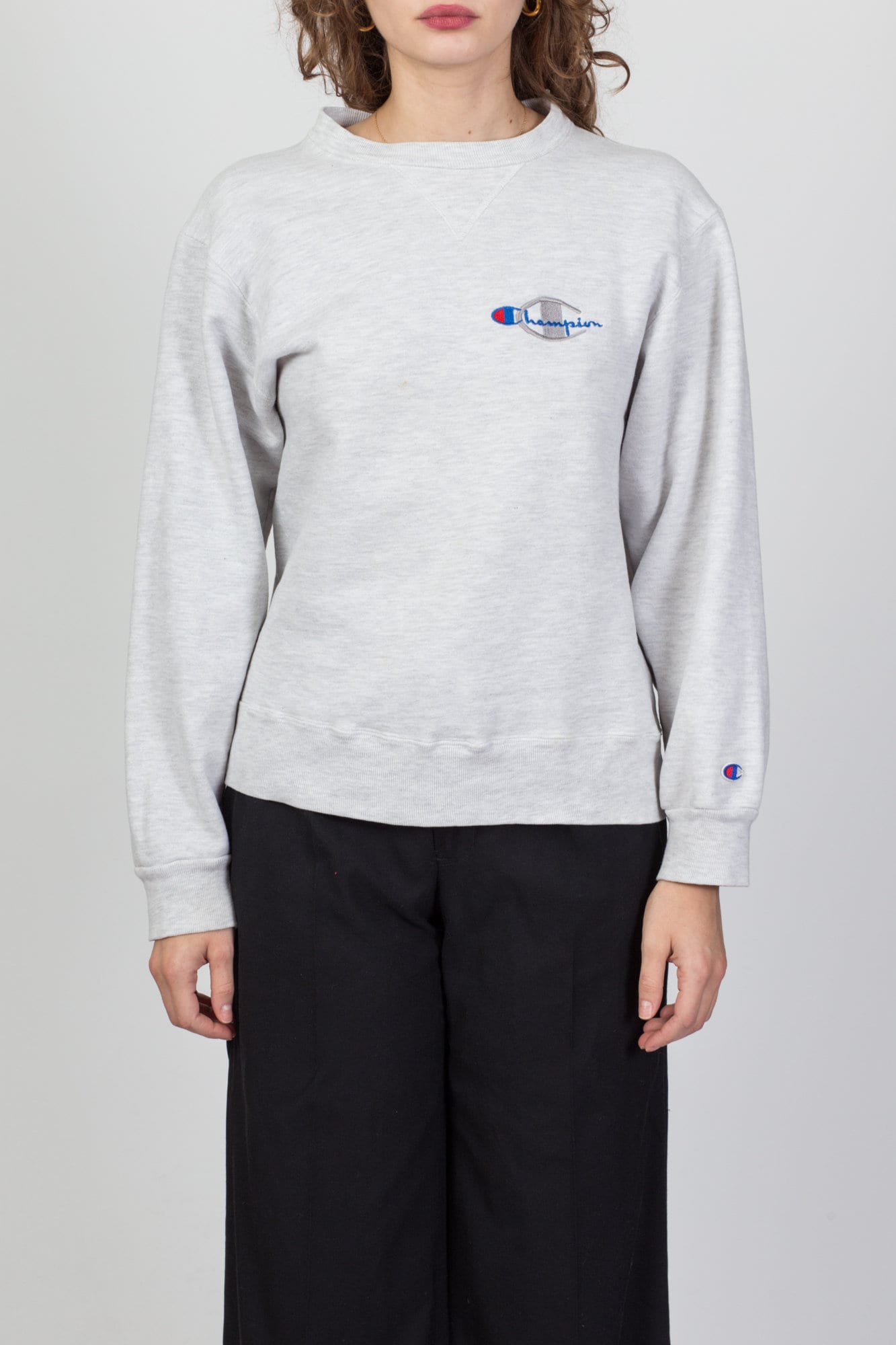 Vintage Champion Made In USA Grey V Stitch Sweatshirt - Men's Small, Women's Medium 