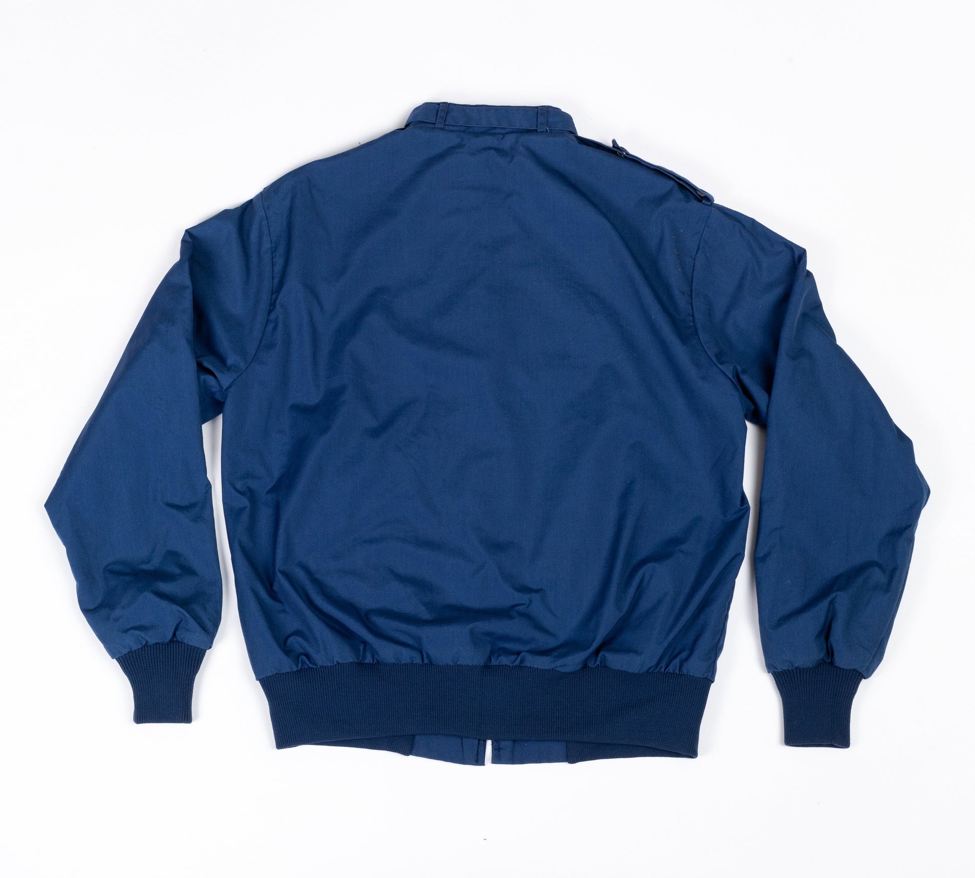 80s Blue Cafe Racer Test Tube Patch Jacket - Men's Small, Women's Medium 