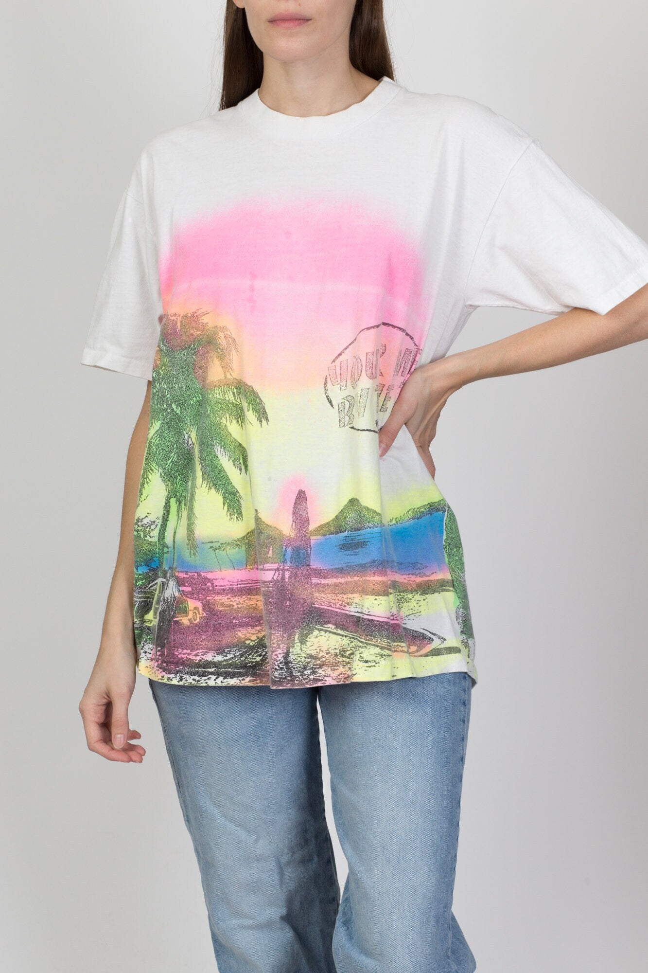 Rare 1990 Jimmy'z Neon Surf "You And Me By The Z" T Shirt - Men's Large, Women's XL 