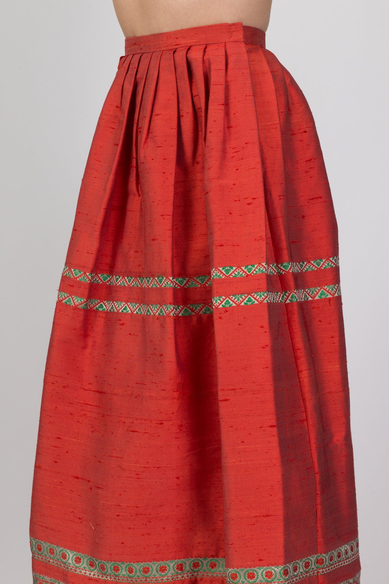 Vintage 1950s Woven Geometric Folk Skirt - Extra Small, 24.5" 