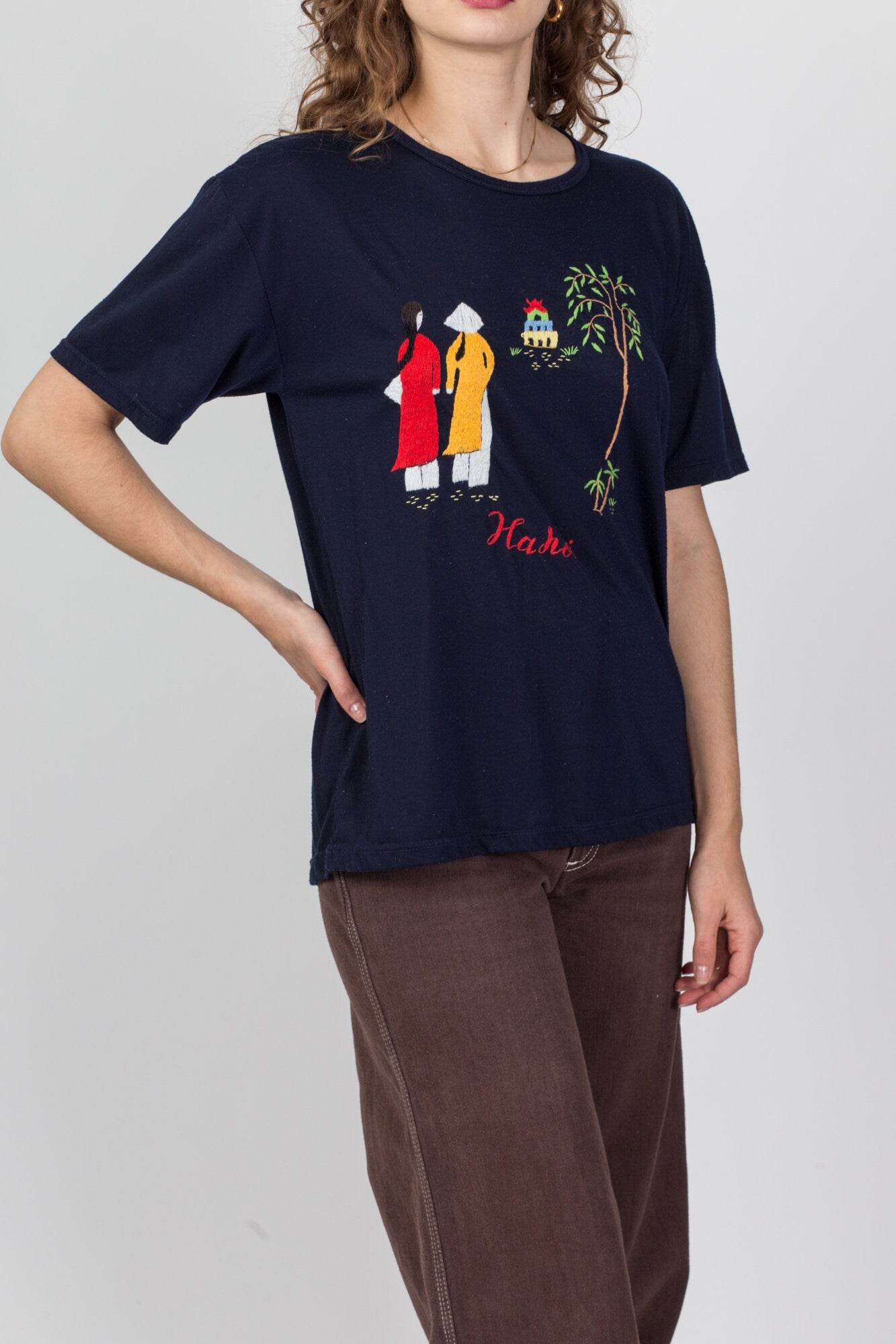 80s Hanoi Vietnam Embroidered Tourist T Shirt - Men's Medium, Women's Large 