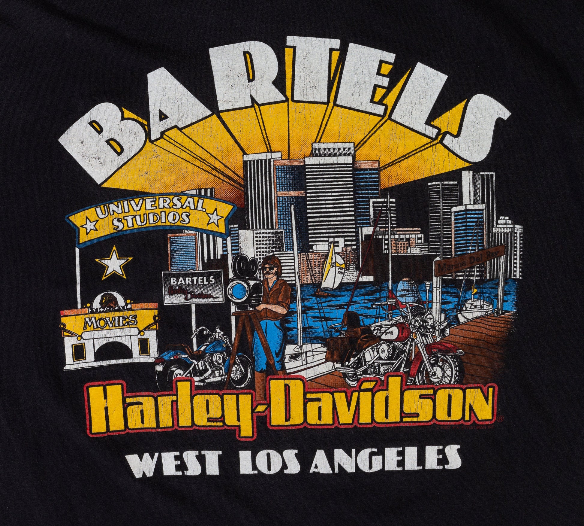90s Bartels West LA Harley Davidson T Shirt - Unisex Large 