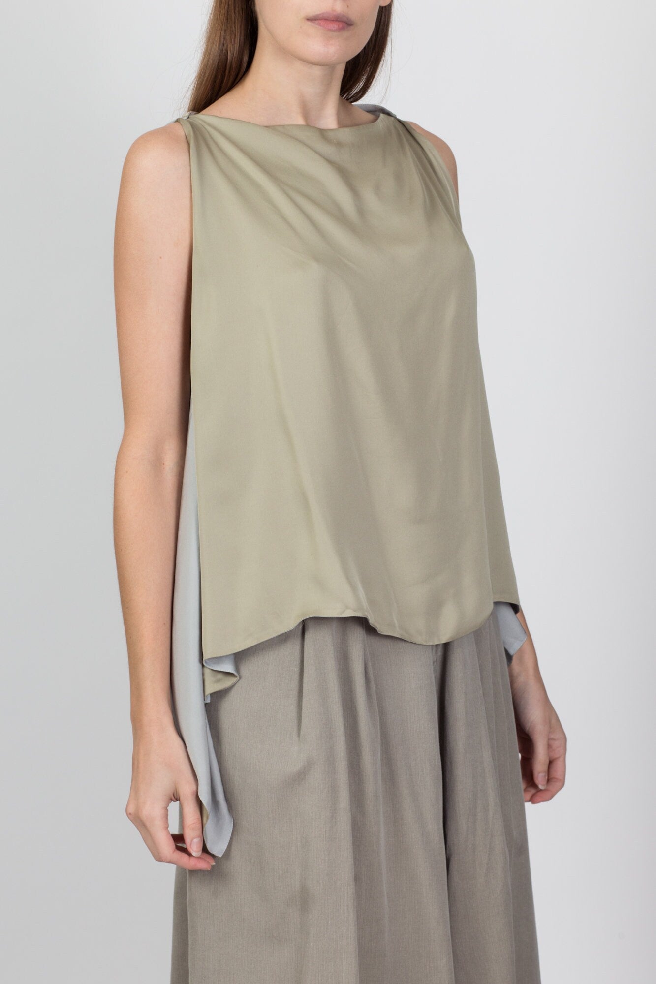 Vintage Giorgio Armani Silk Two Tone Sleeveless Top - Large 